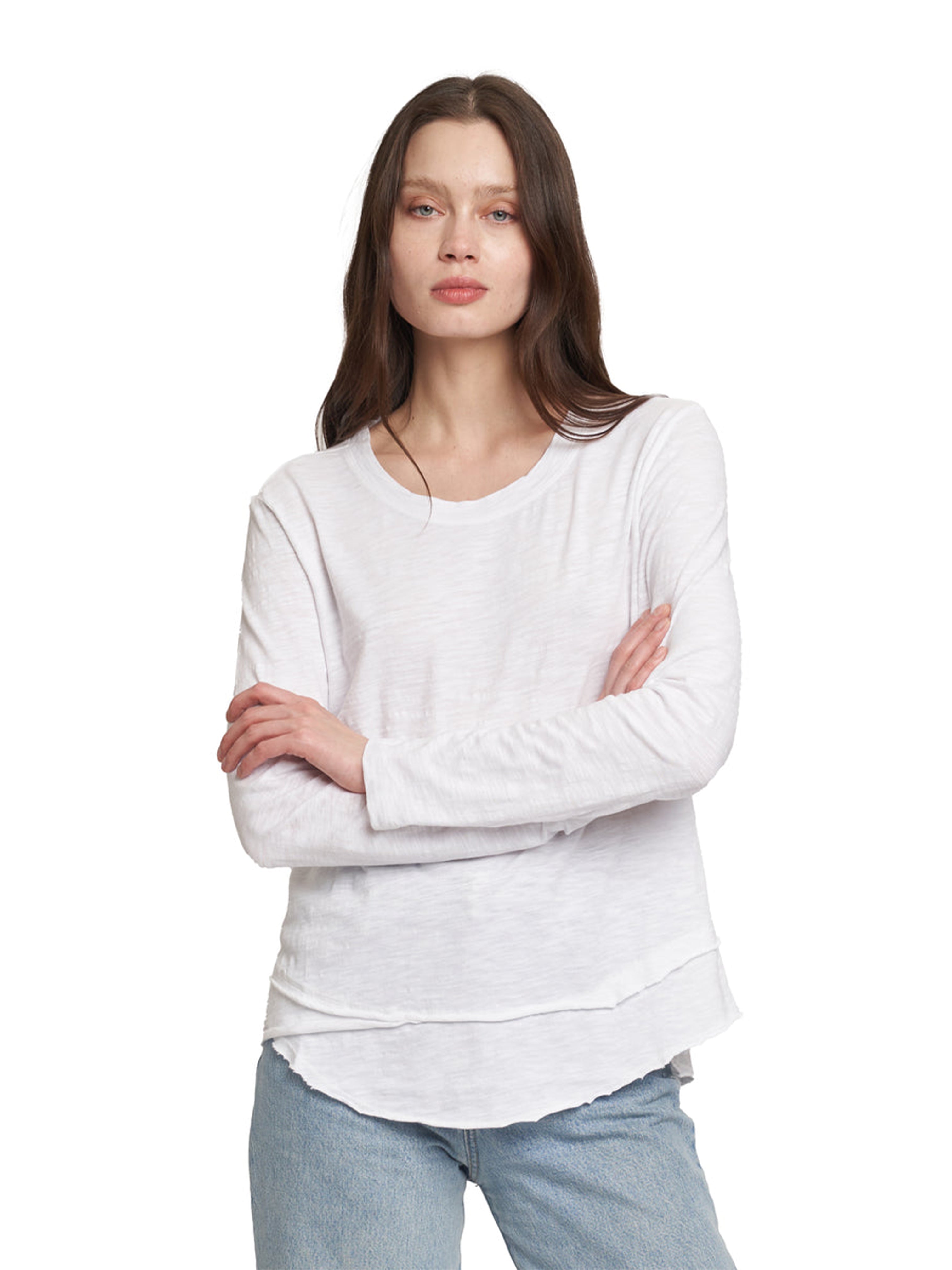 MOCK LAYER L/S T SHIRT WHITE