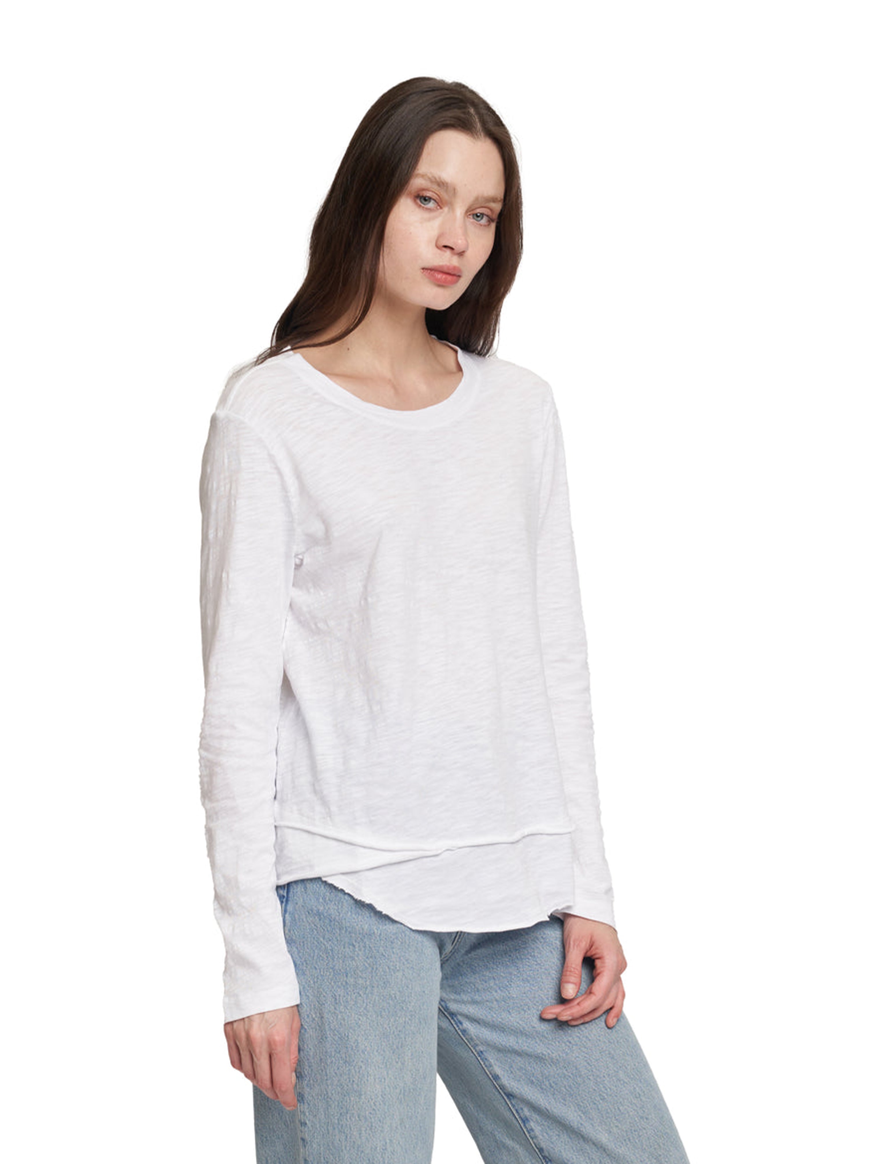 MOCK LAYER L/S T SHIRT WHITE