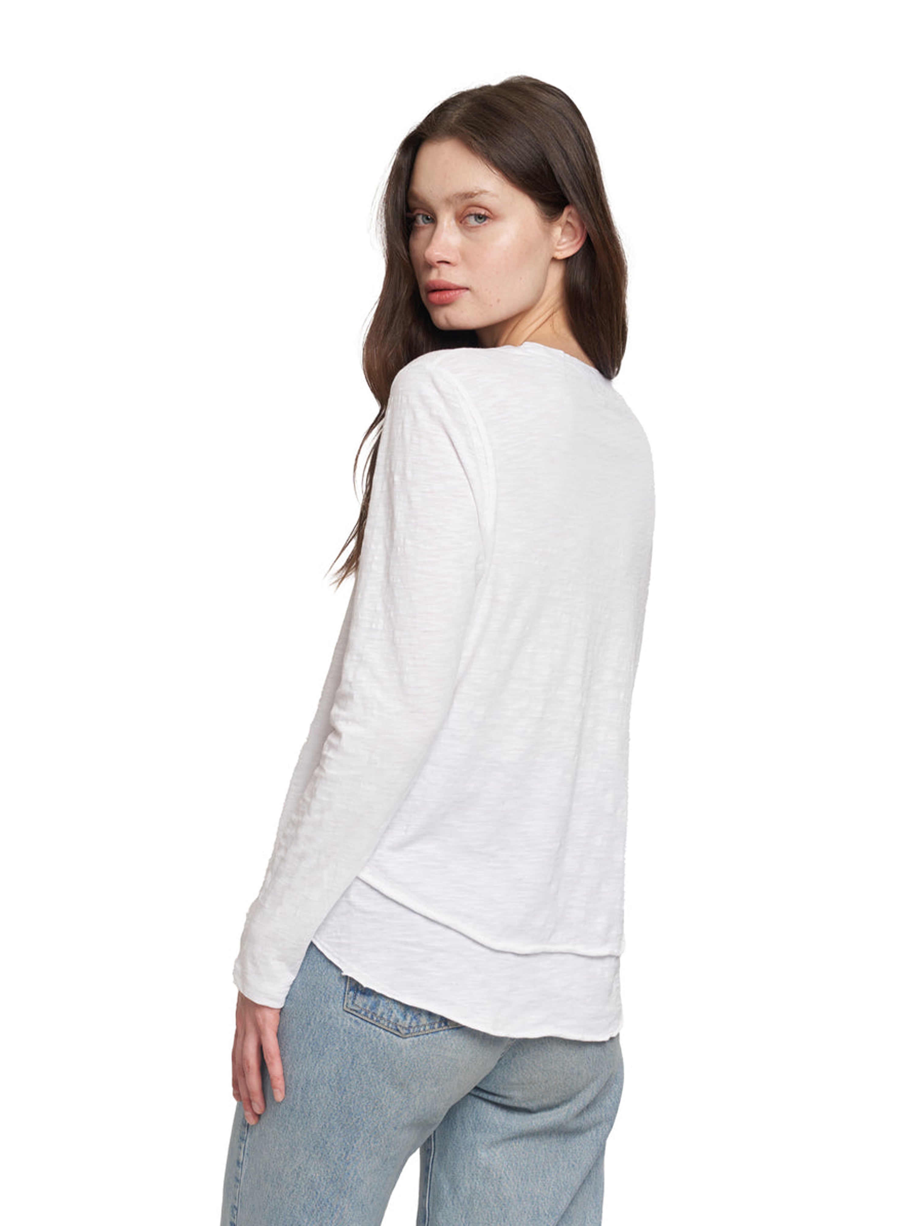 MOCK LAYER L/S T SHIRT WHITE