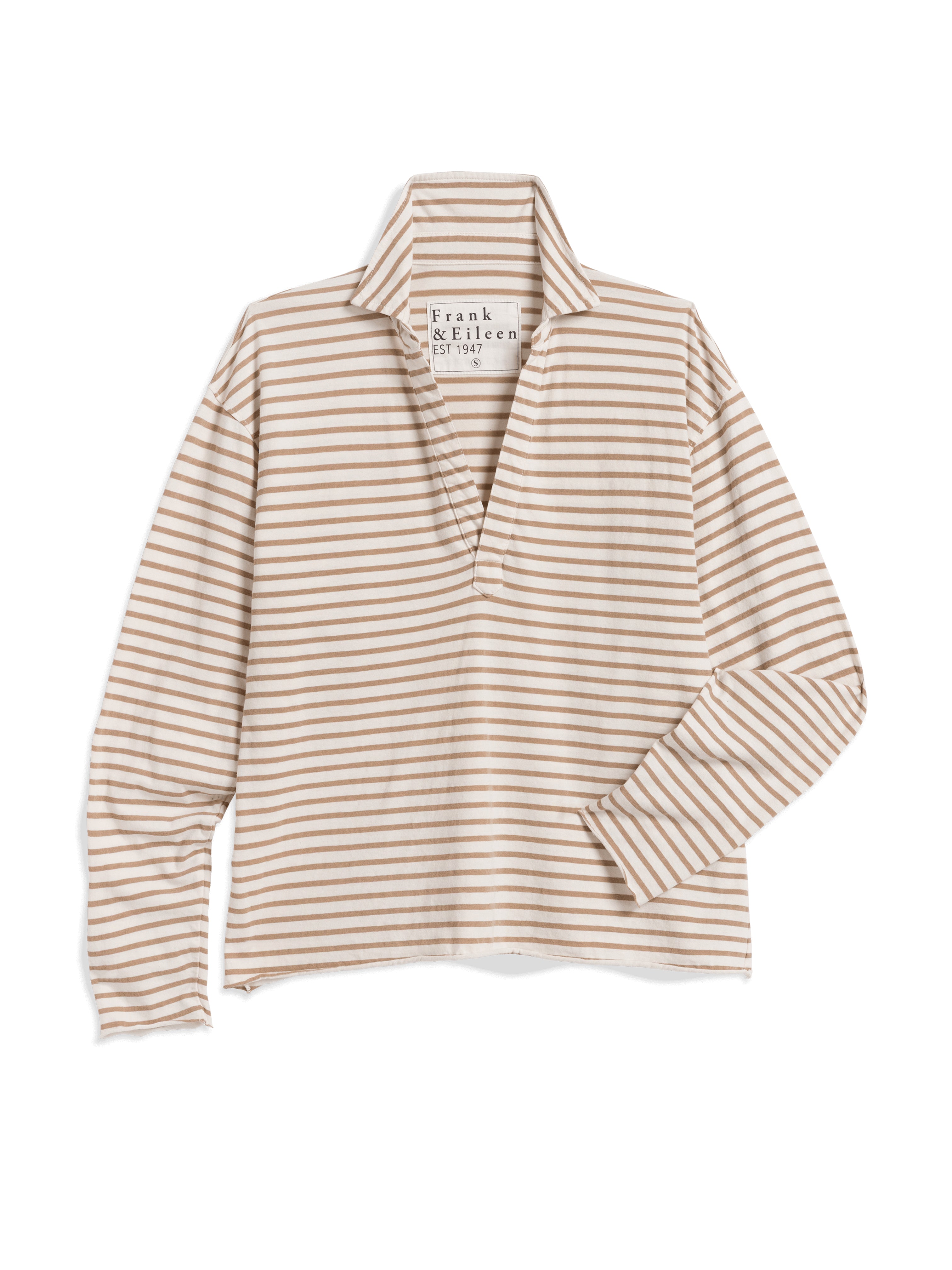 PATRICK POPOVER HENLEY CAMEL STRIPE