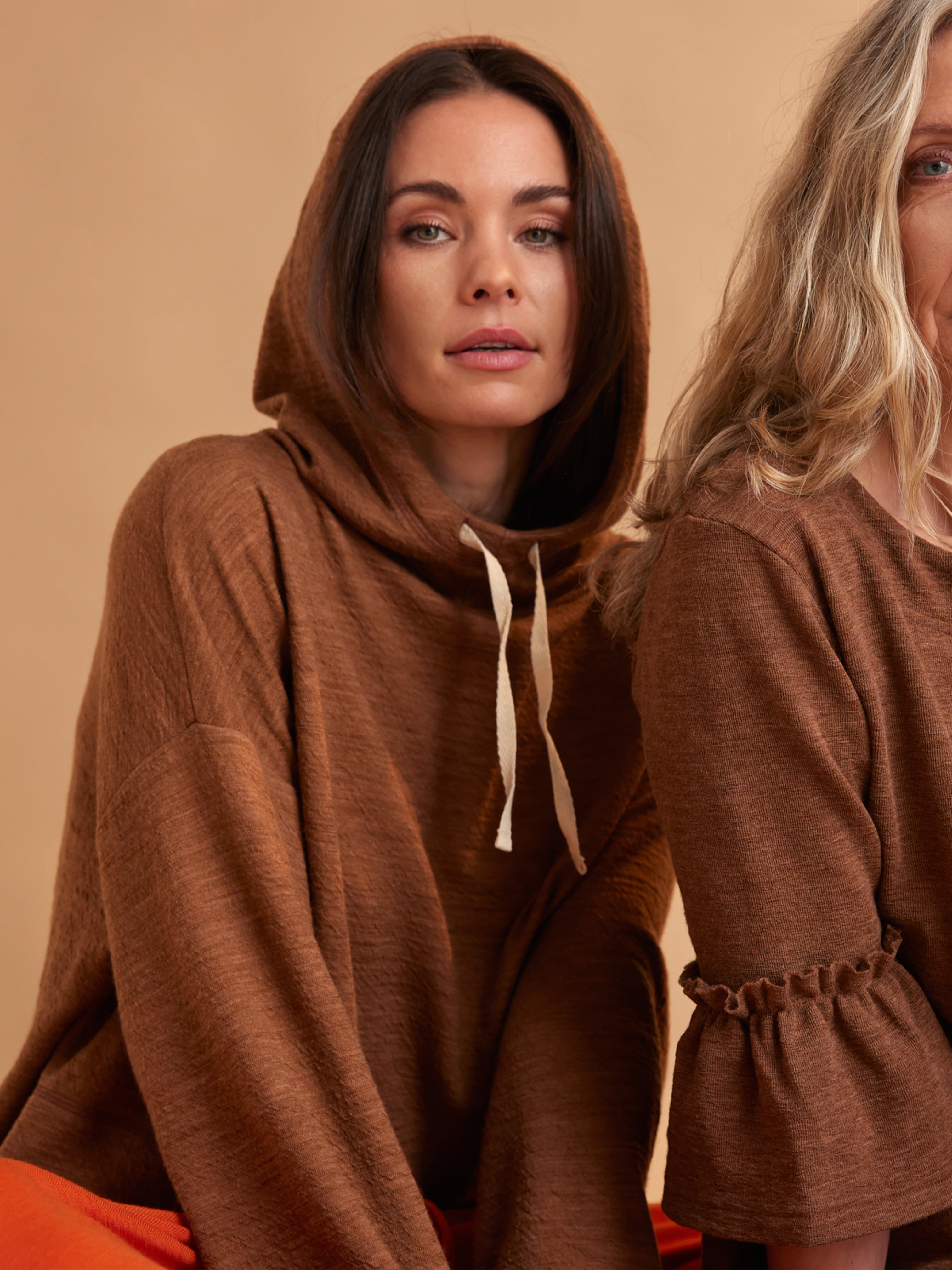 WOOL HOODIE CAMEL MELANGE