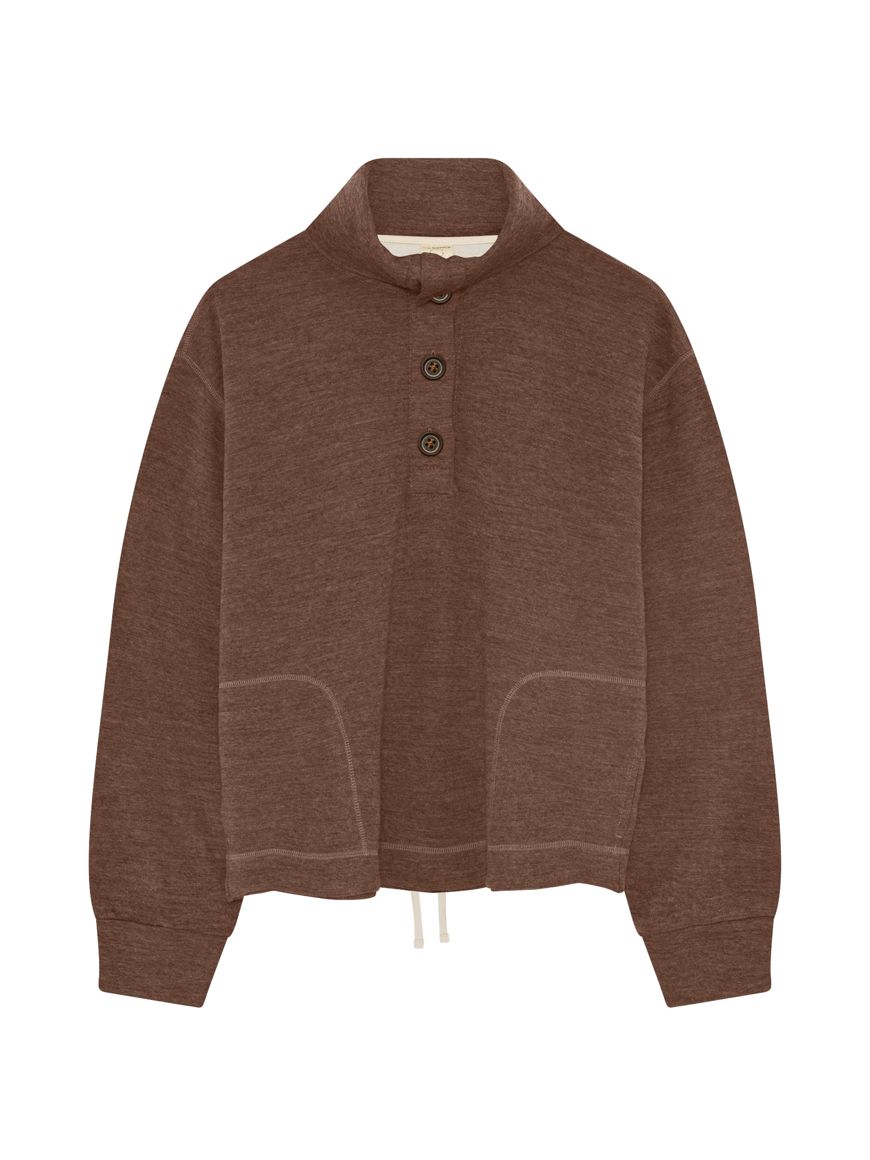 BOXY BUTTON SWEATER CAMEL MELANGE