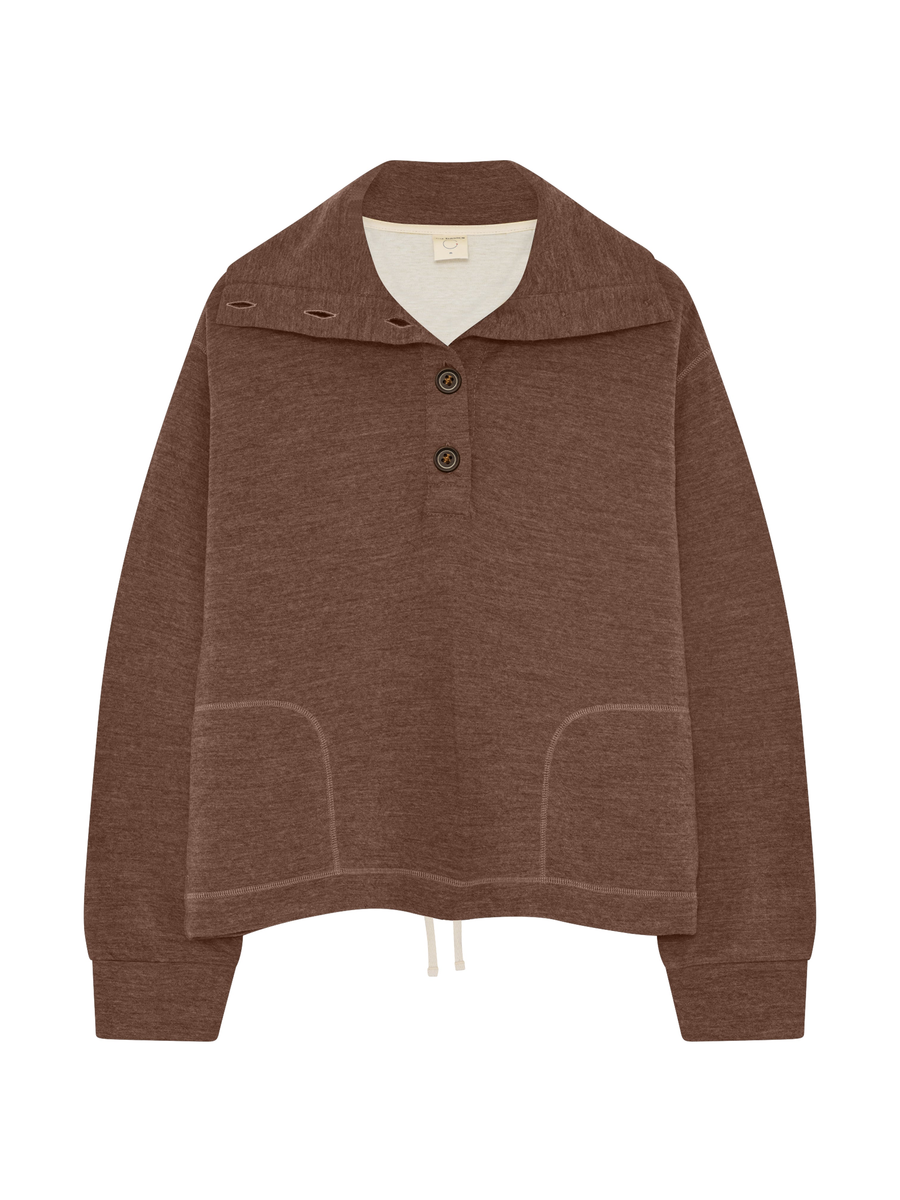 BOXY BUTTON SWEATER CAMEL MELANGE