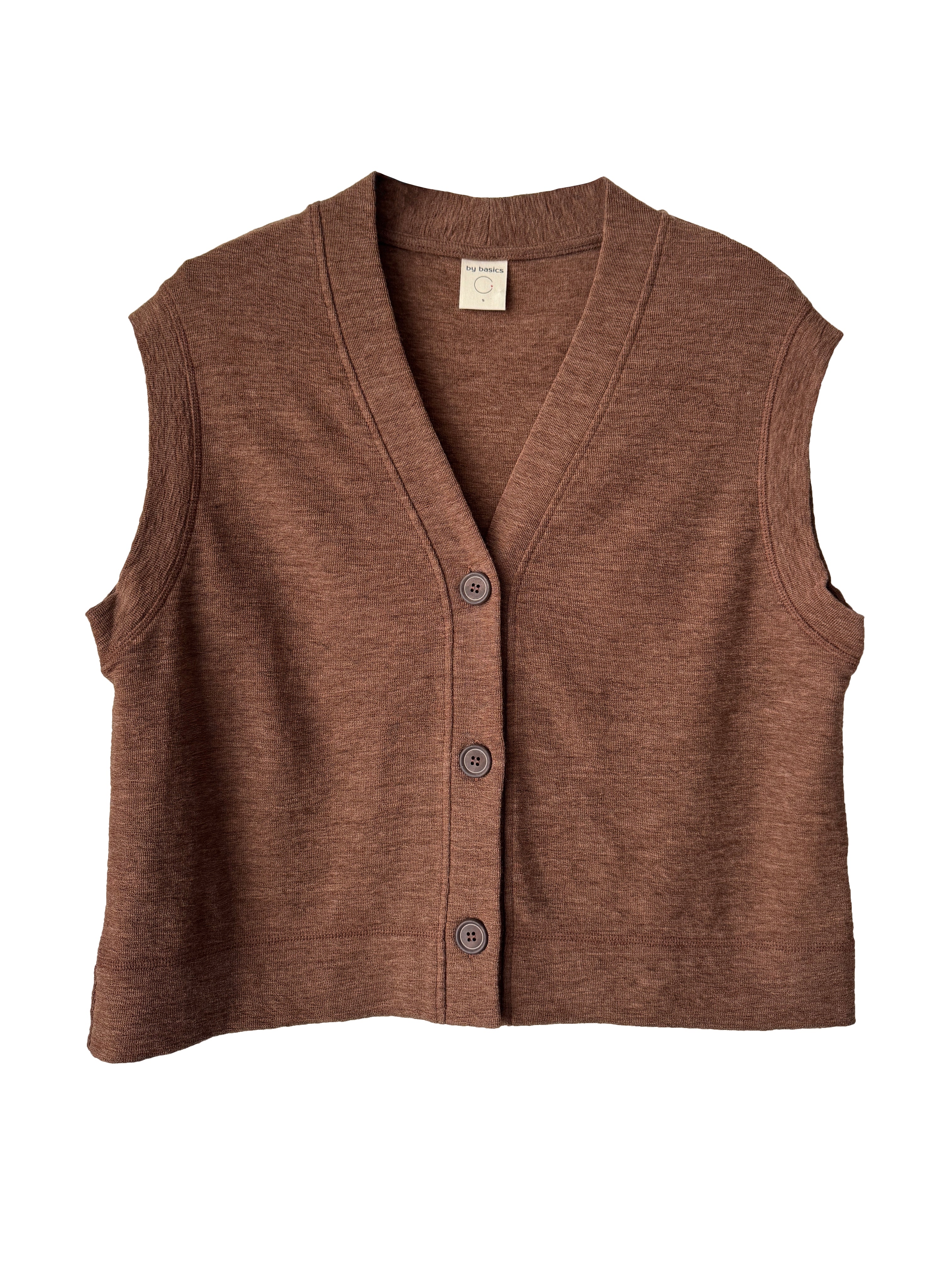 V NECK VEST CAMEL MELANGE