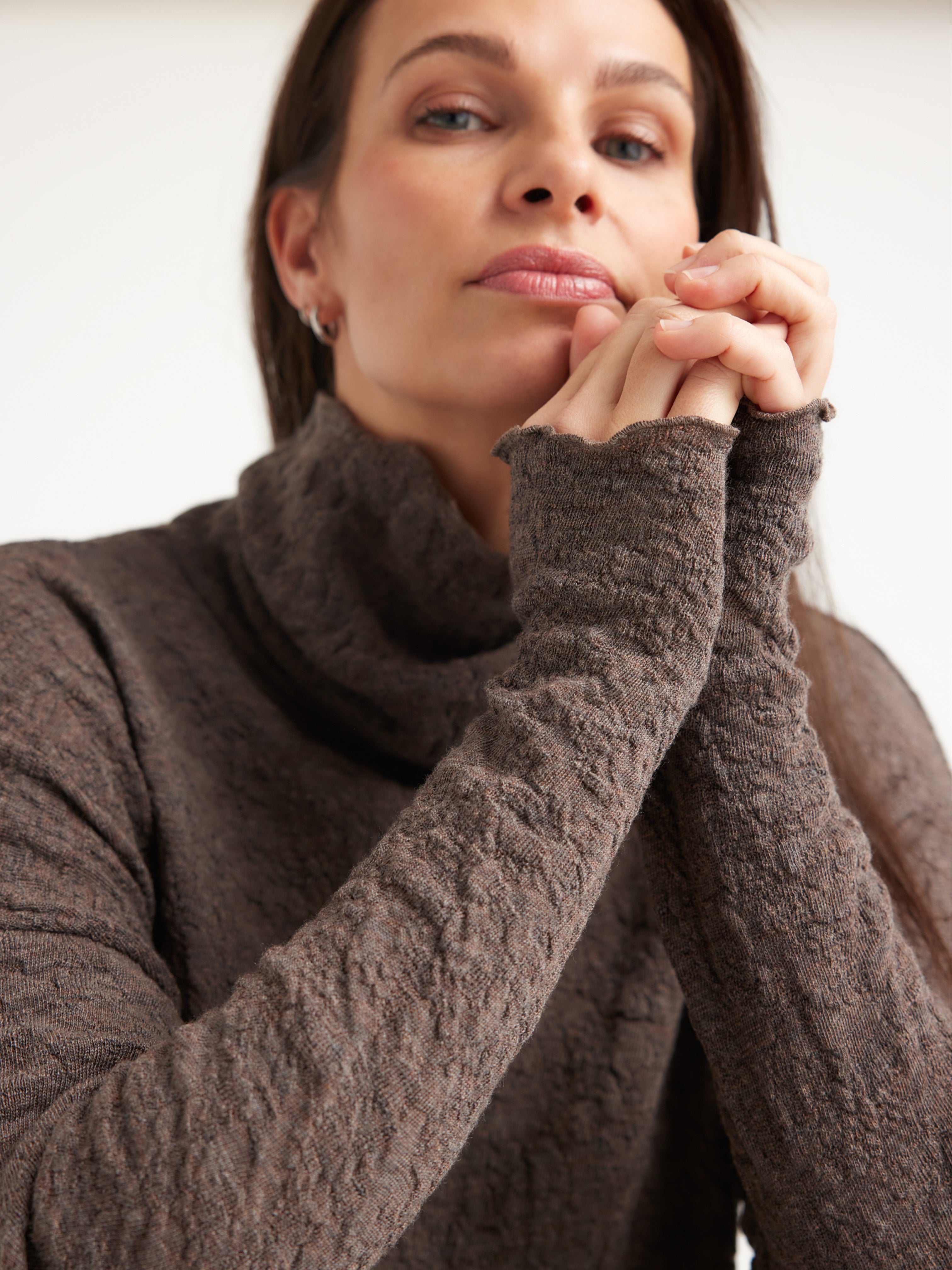 BUBBLE WOOL ROLL NECK EARTH MELANGE