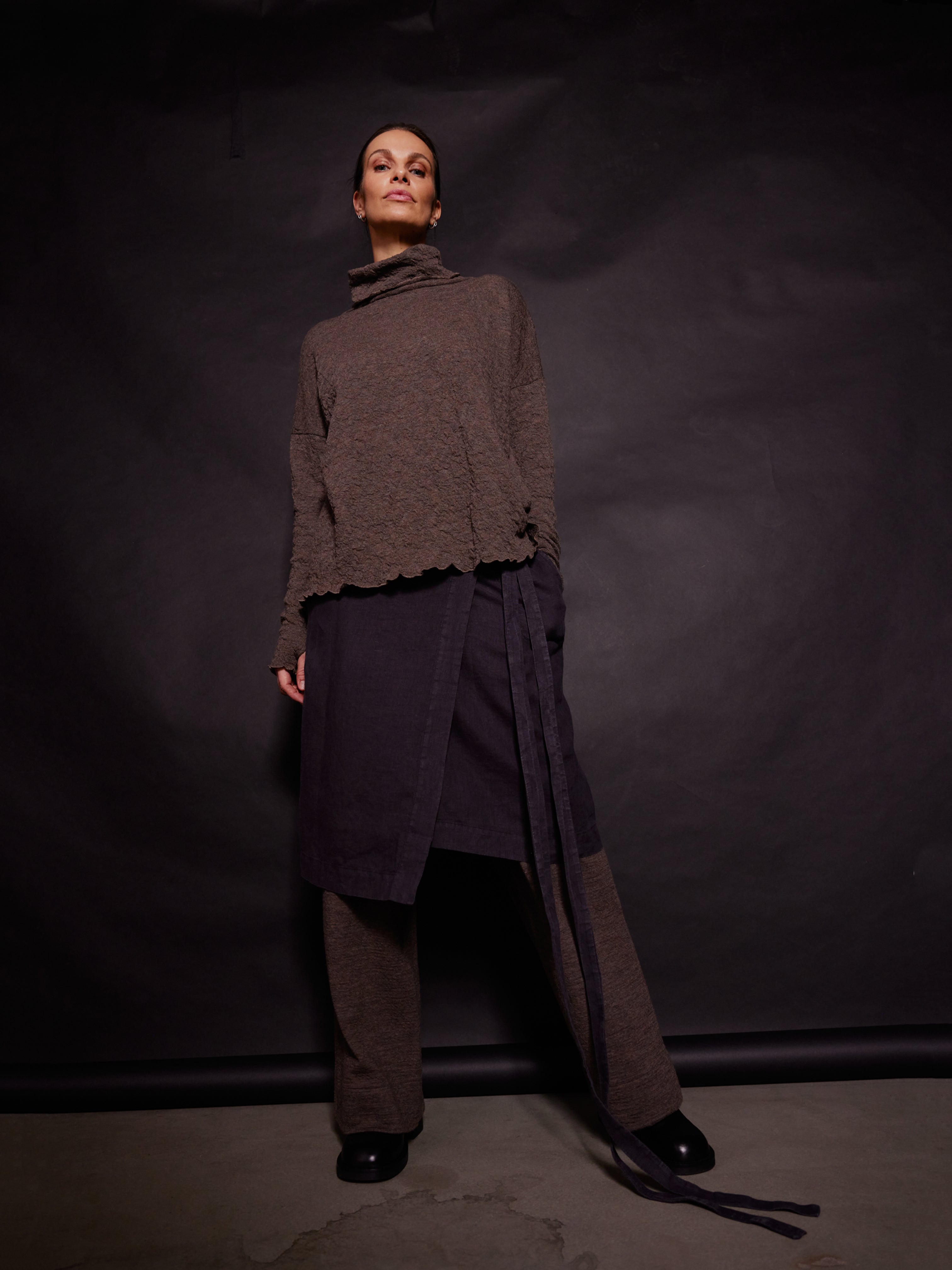 BUBBLE WOOL ROLL NECK EARTH MELANGE