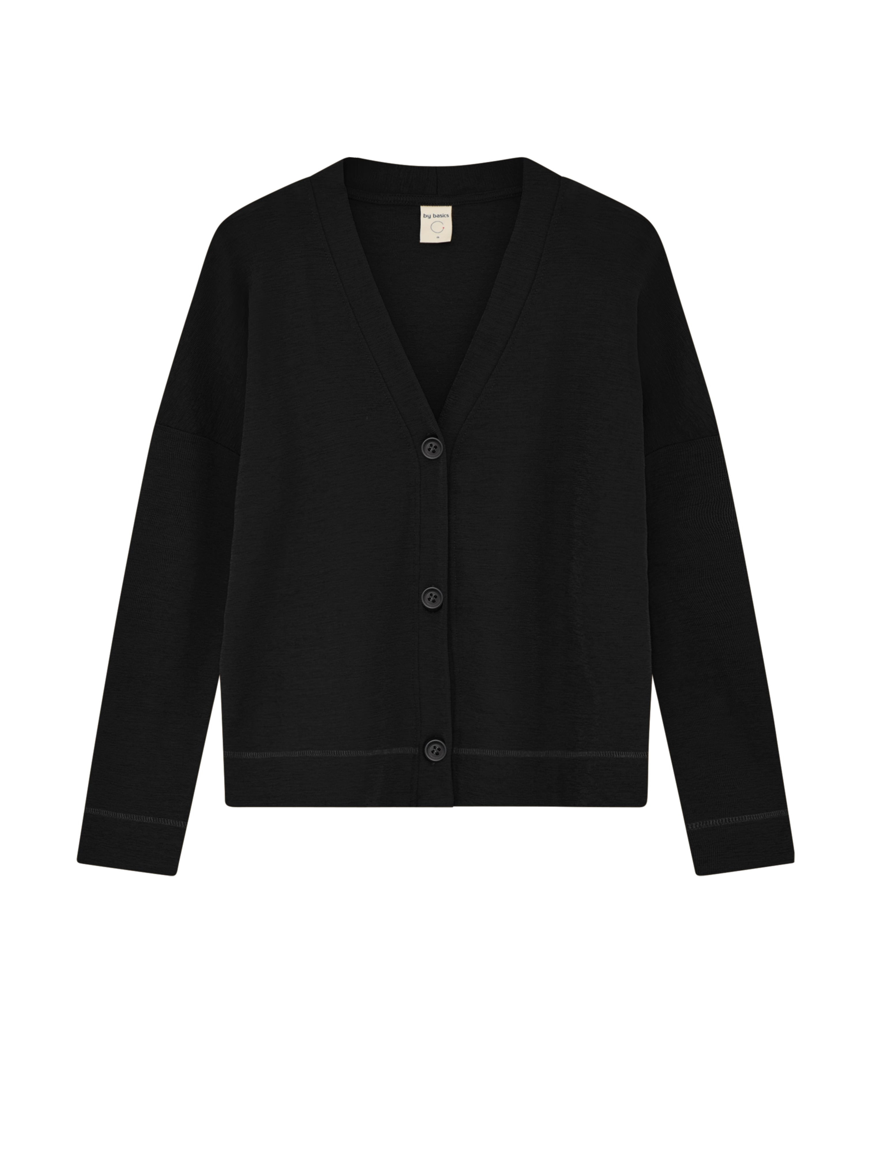 WOOL BUTTON CARDIGAN BLACK