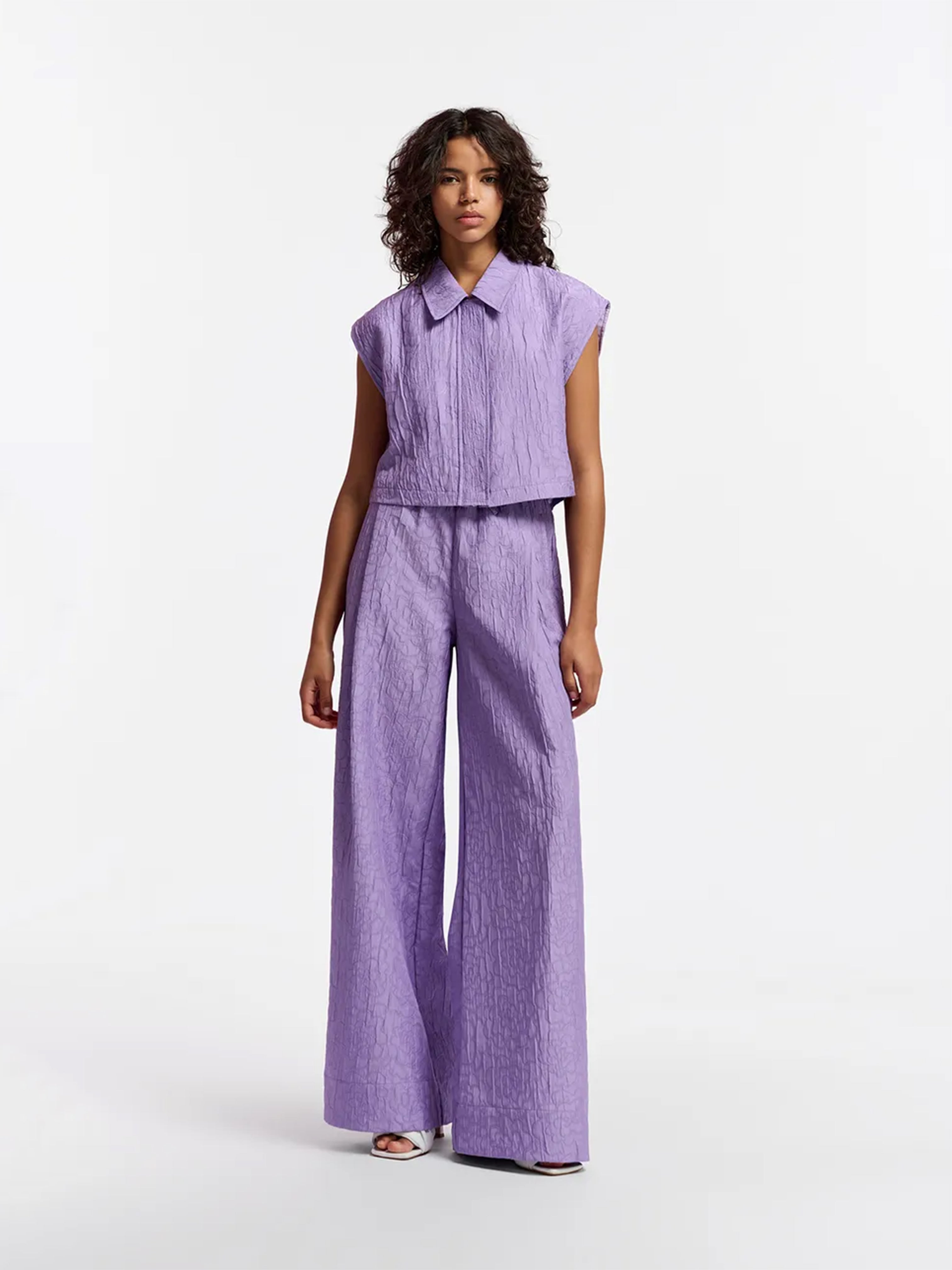 GROUPS JACQUARD CROPPED SHIRT LILAC