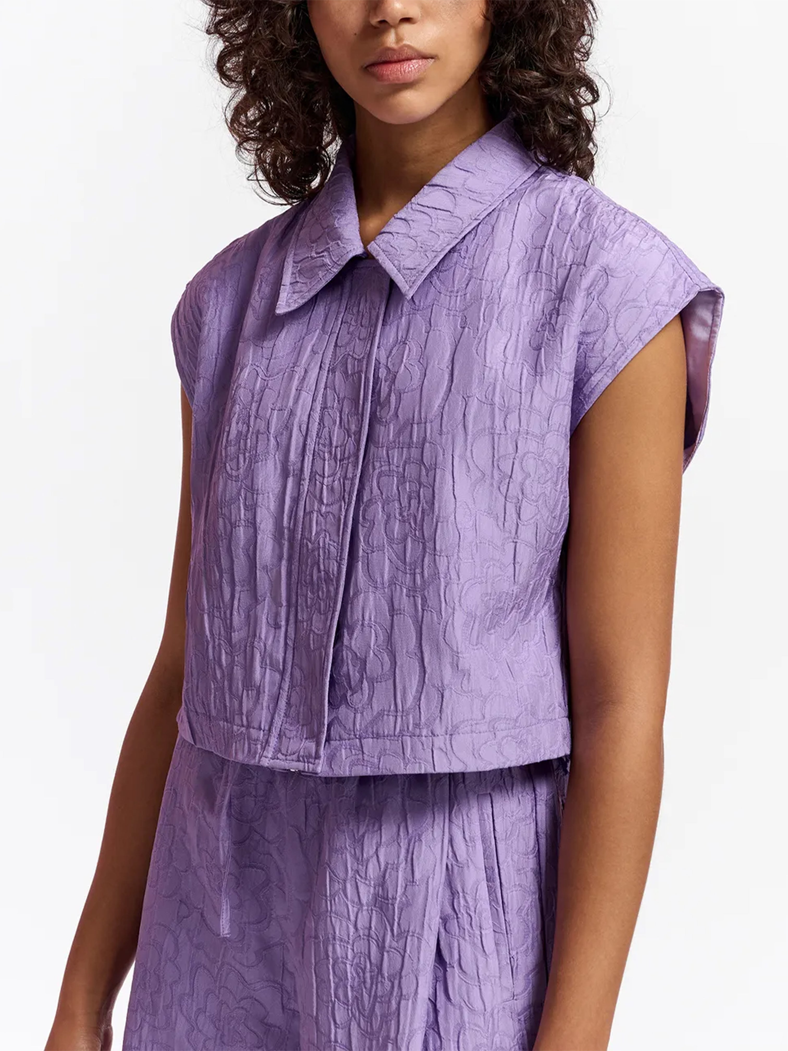 GROUPS JACQUARD CROPPED SHIRT LILAC