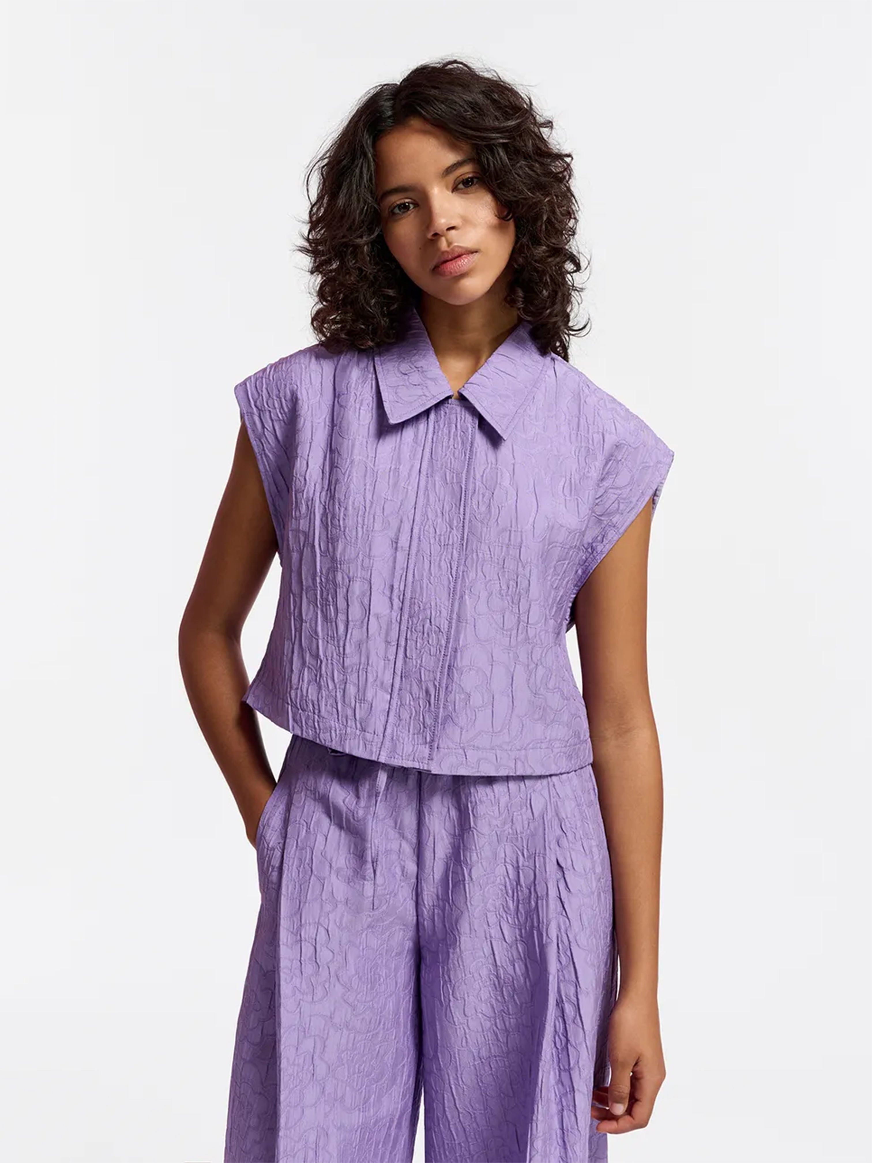 GROUPS JACQUARD CROPPED SHIRT LILAC