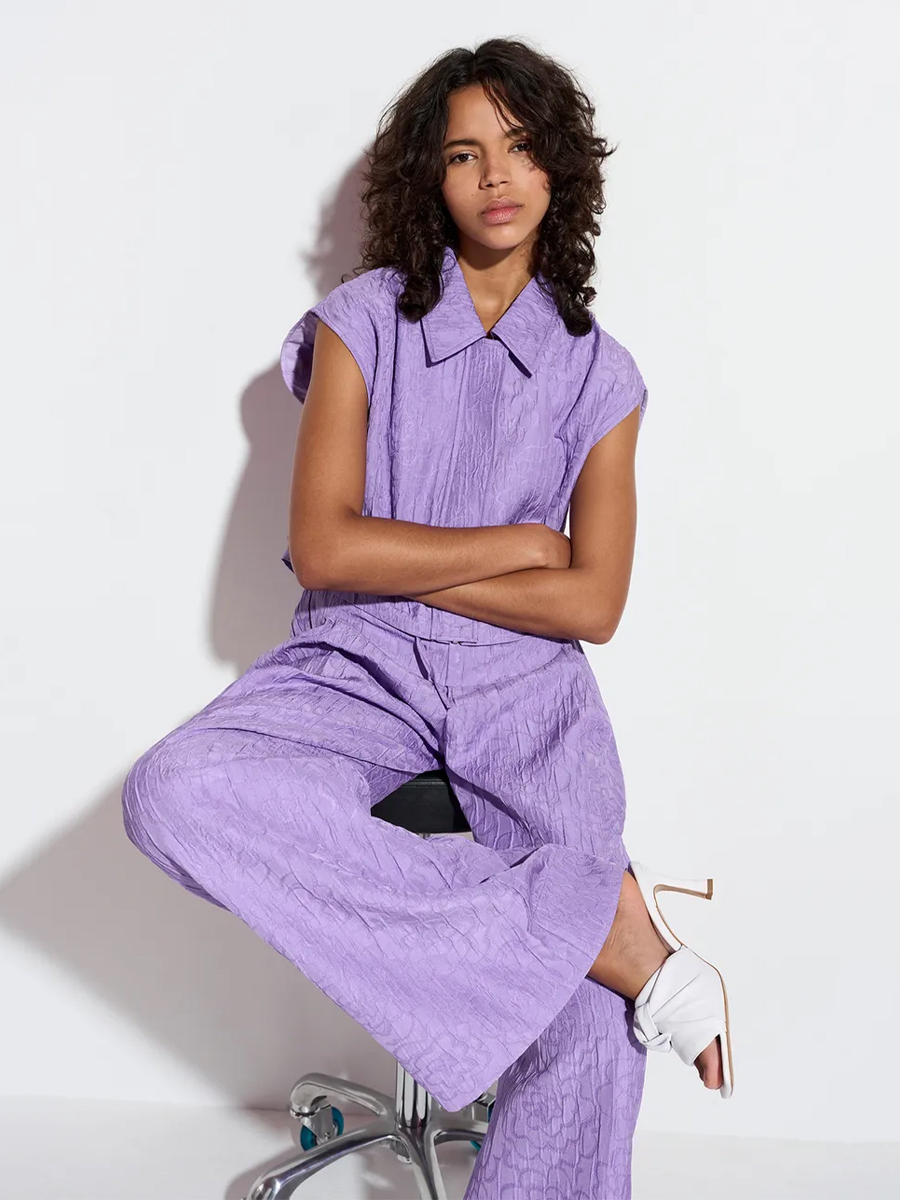 GROUPS JACQUARD CROPPED SHIRT LILAC