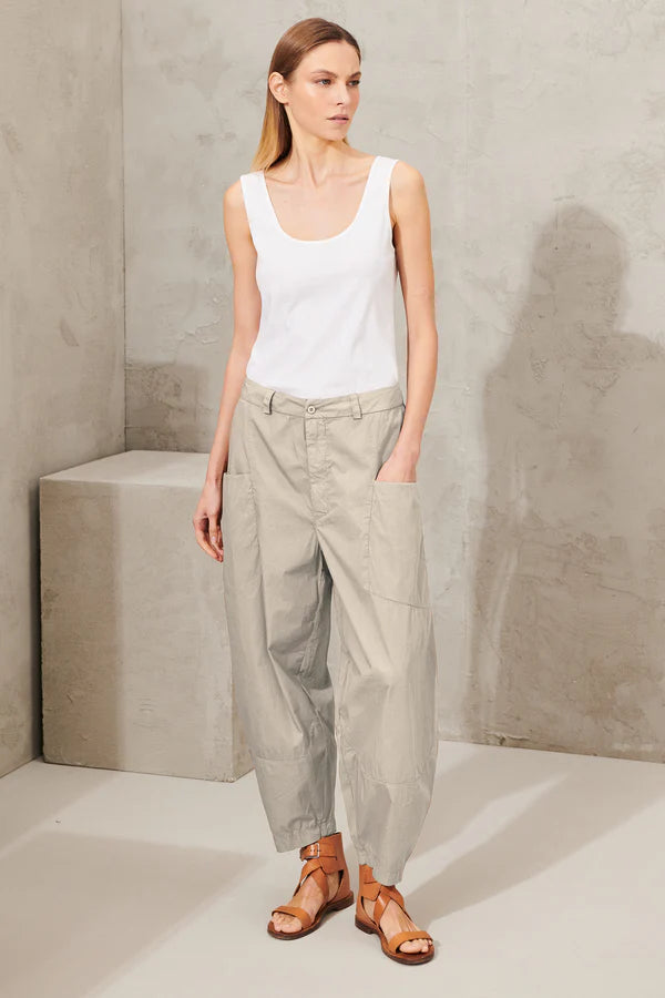 COTTON PANEL PANT PEARL GREY