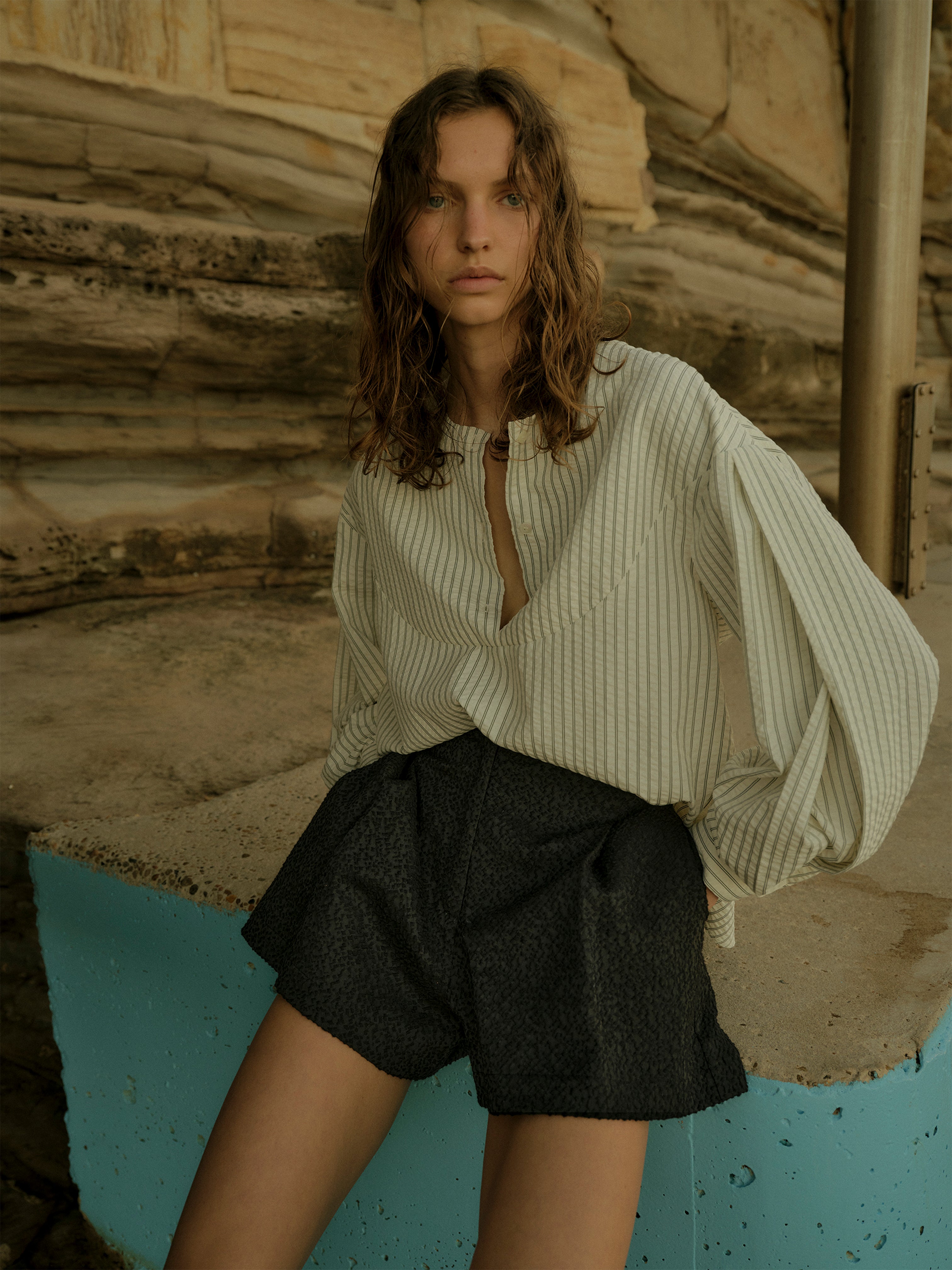 EDEN SHIRT BASIL STRIPE SEERSUCKER
