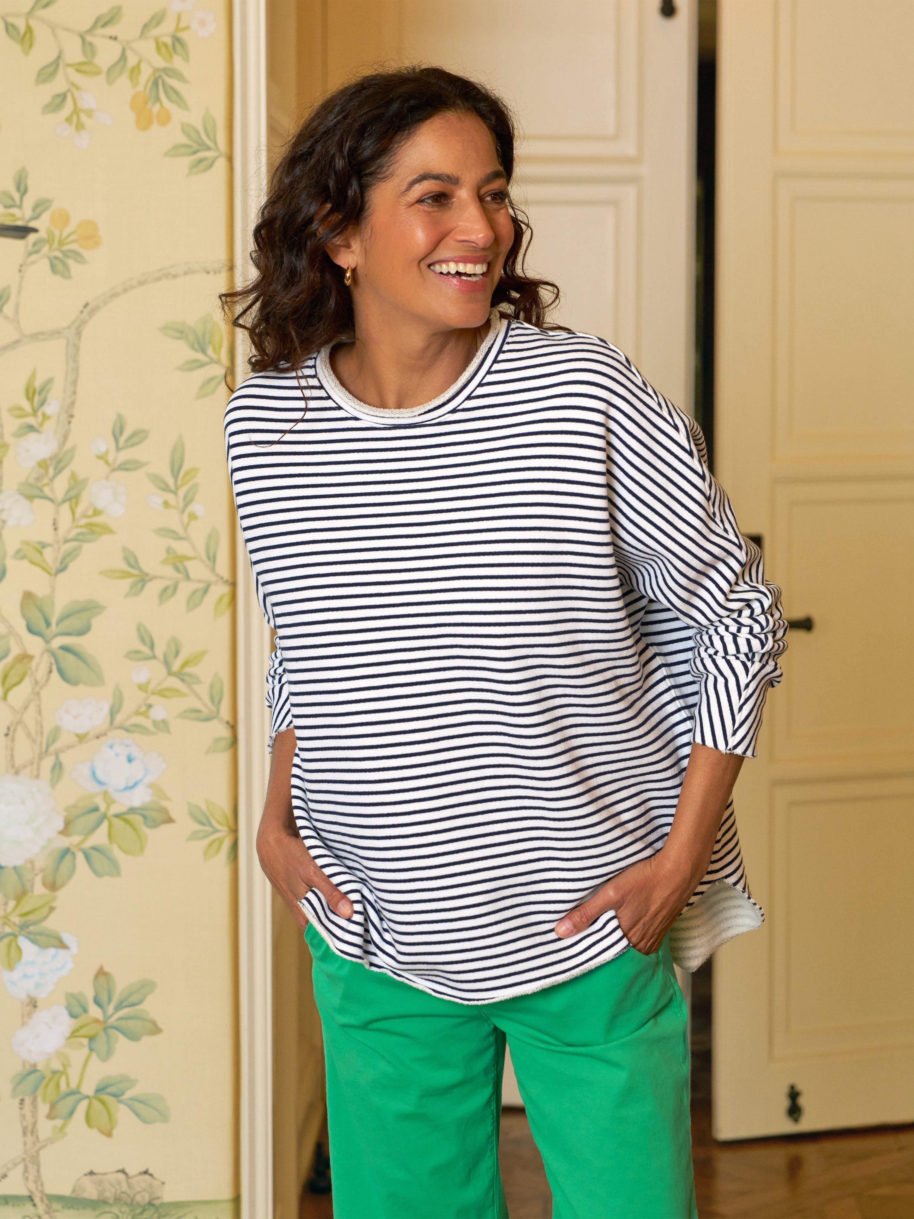 ANNA CAPLET TRIPLE FLEECE WHITE & BRITISH ROYAL NAVY