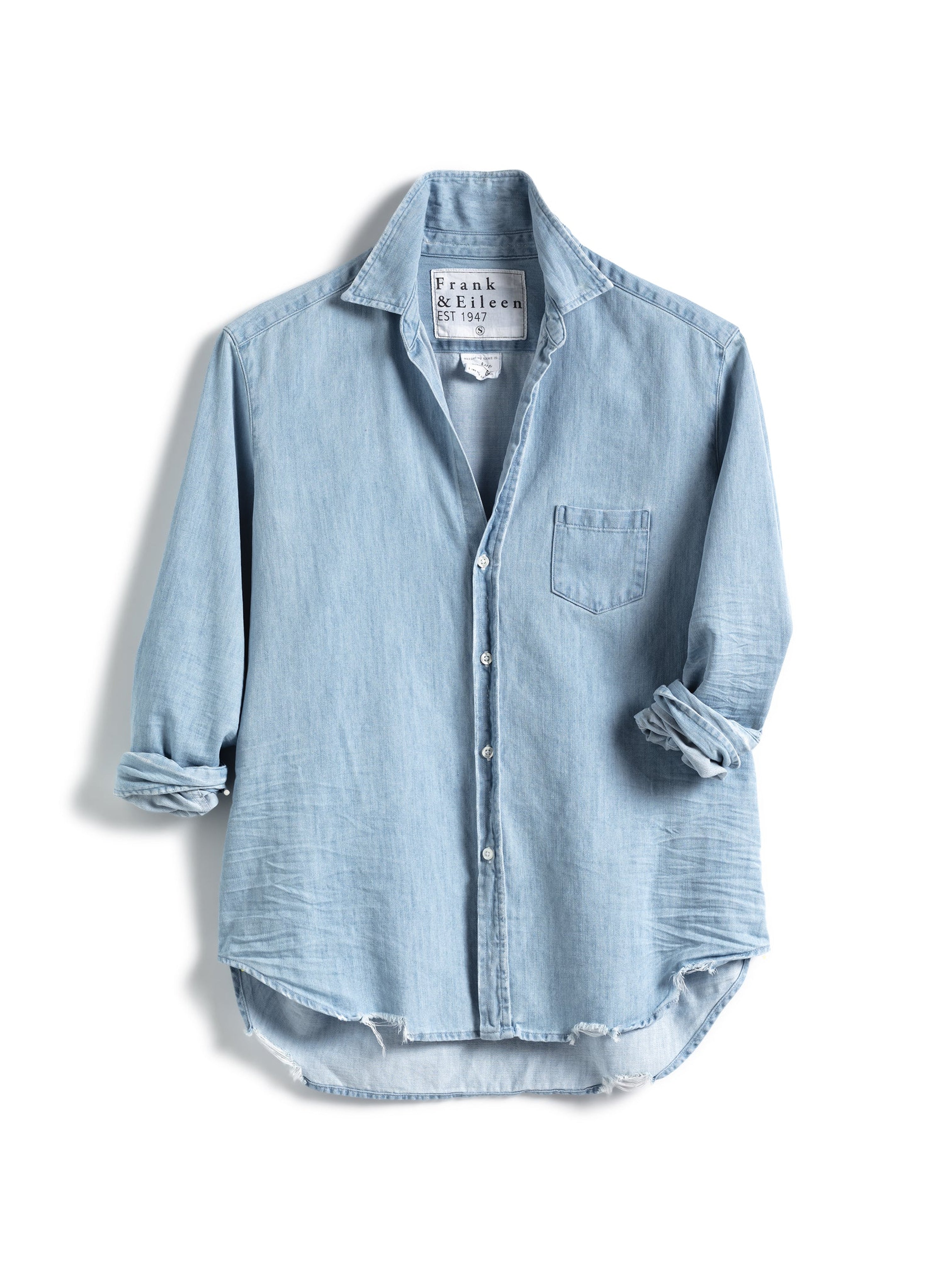 EILEEN SHIRT TATTERED DENIM CLASSIC BLUE WASH
