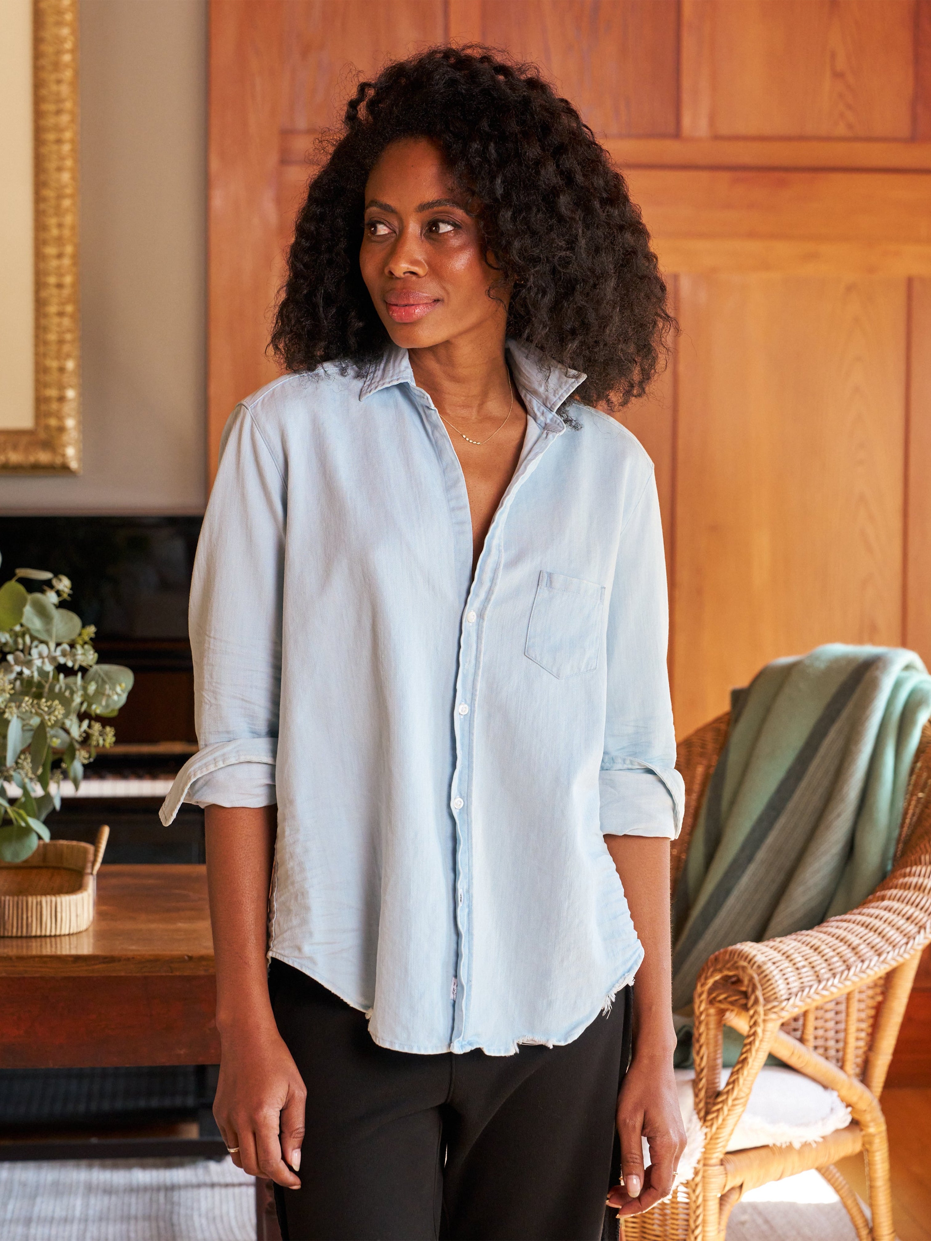 EILEEN SHIRT TATTERED DENIM CLASSIC BLUE WASH