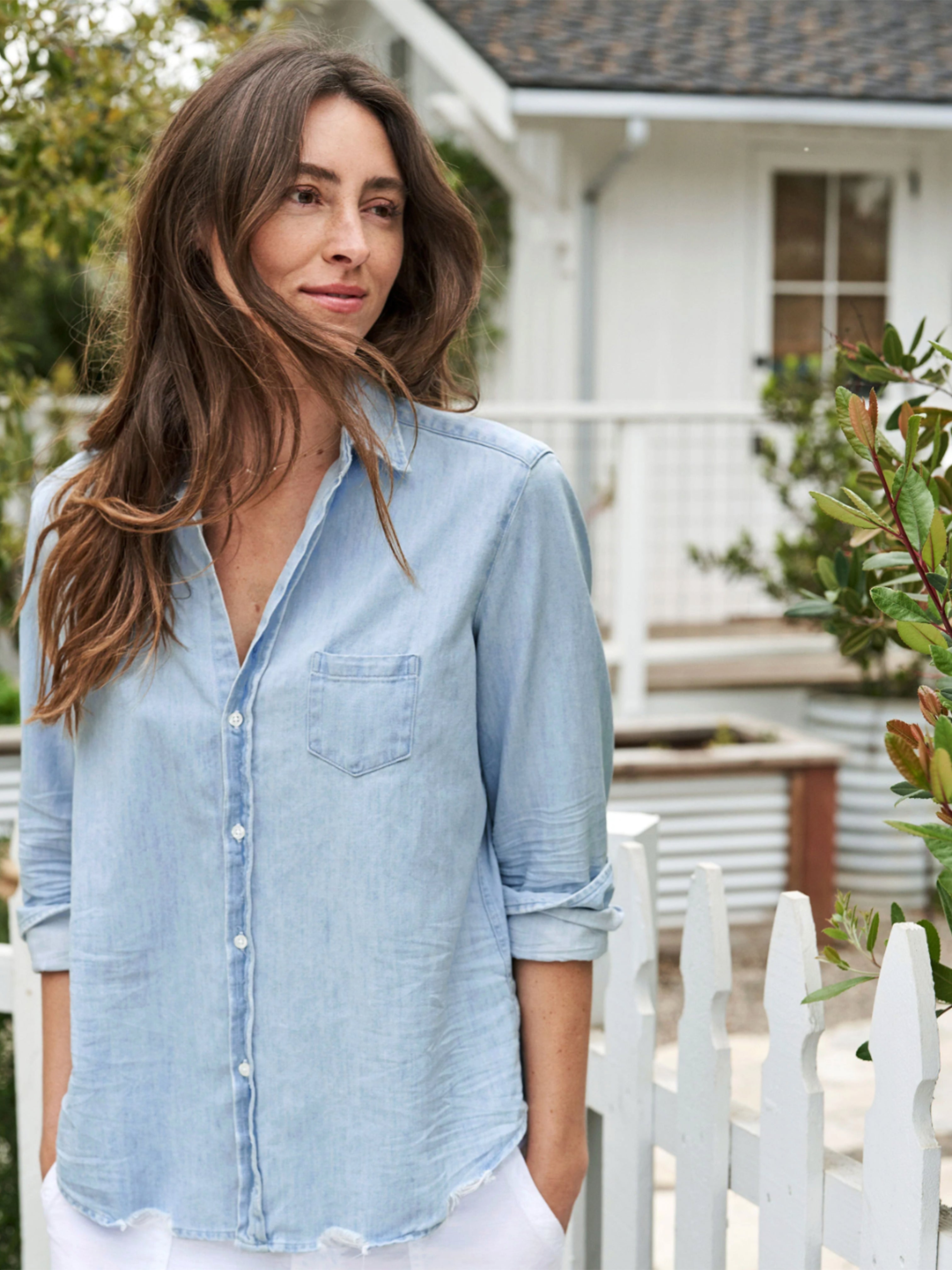 EILEEN SHIRT TATTERED DENIM CLASSIC BLUE WASH