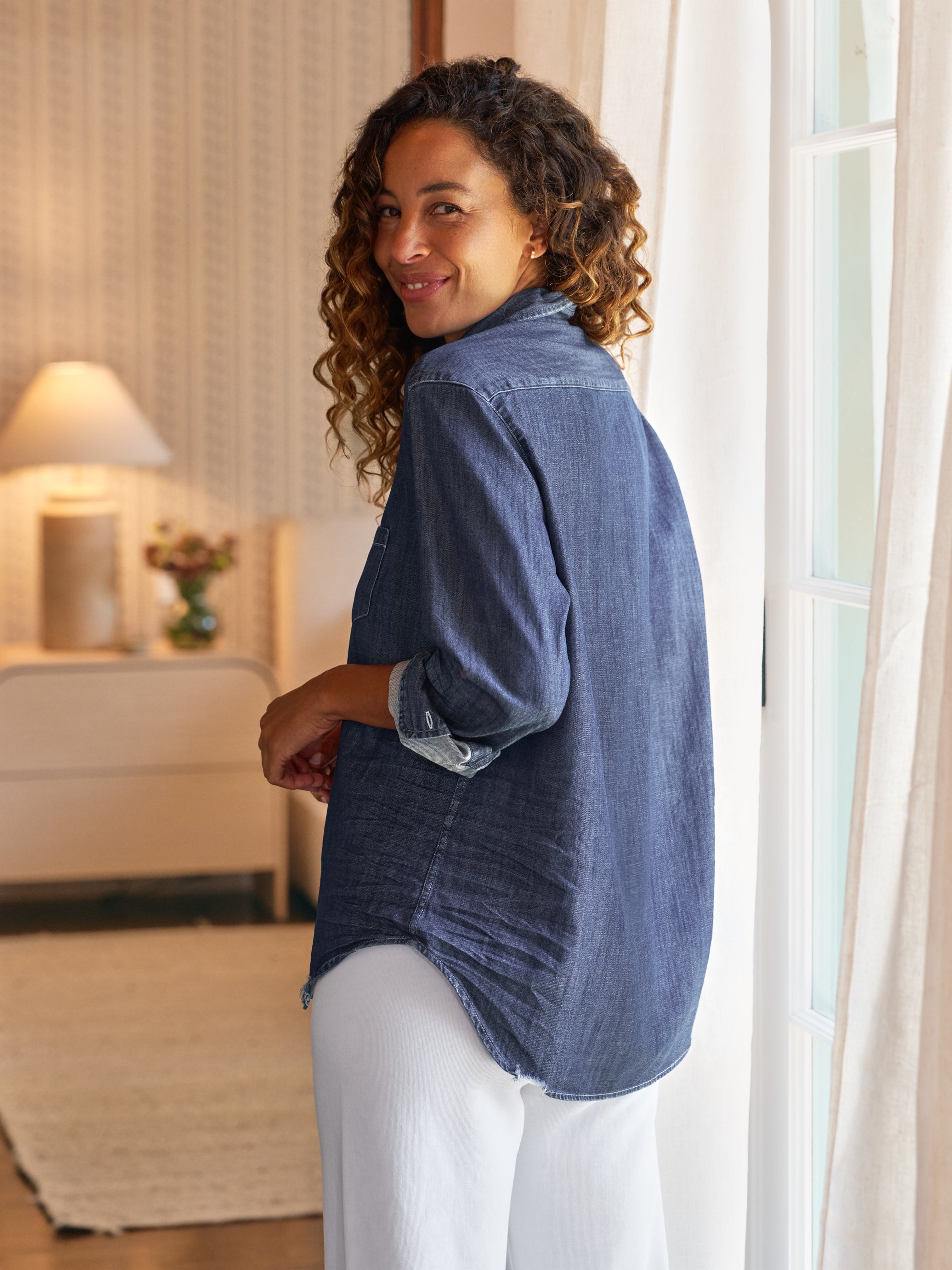 EILEEN SHIRT TATTERED DENIM VINTAGE DARK WASH