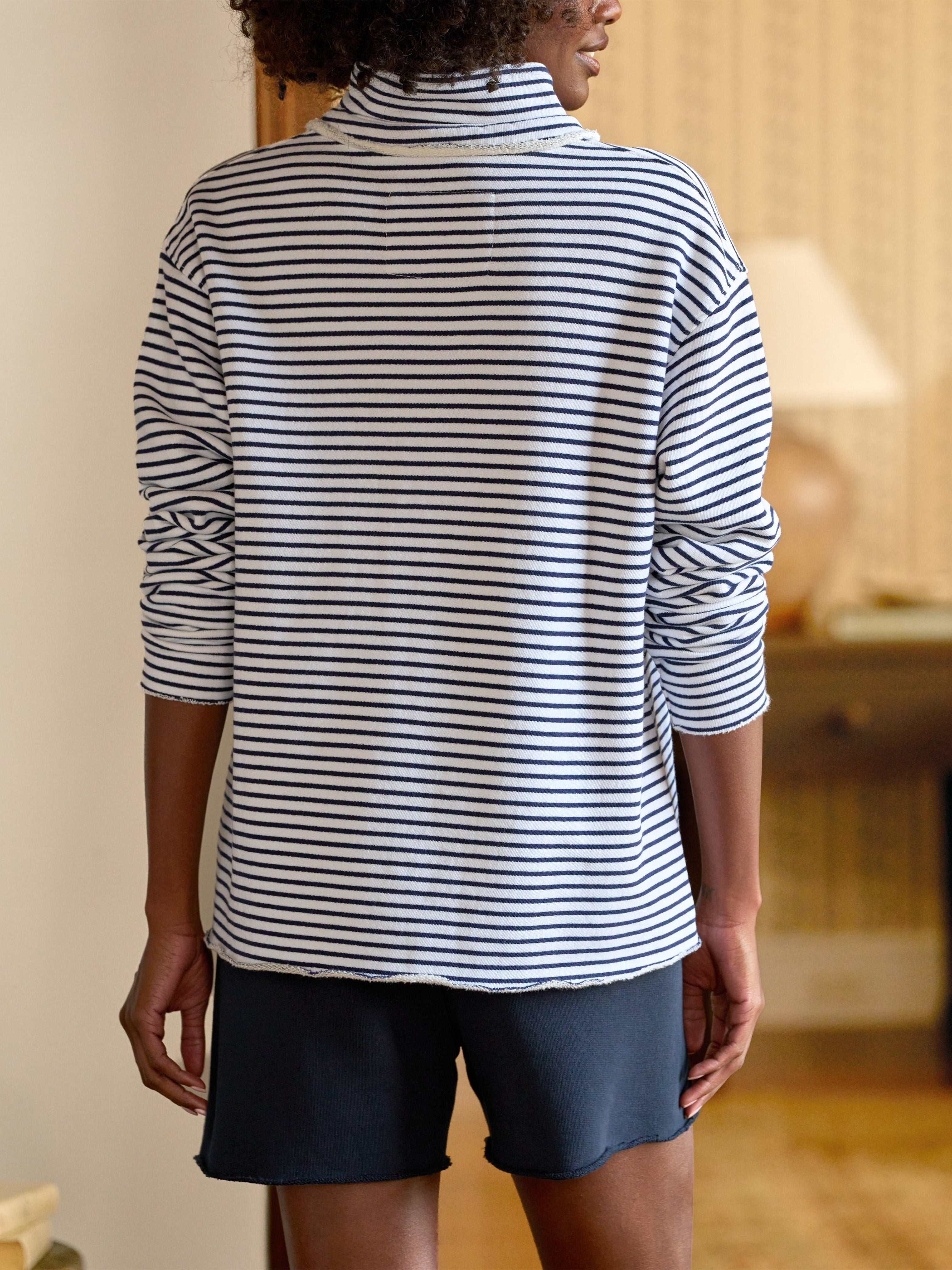 PATRICK TRIPLE FLEECE HENLEY WHITE & BRITISH ROYAL NAVY