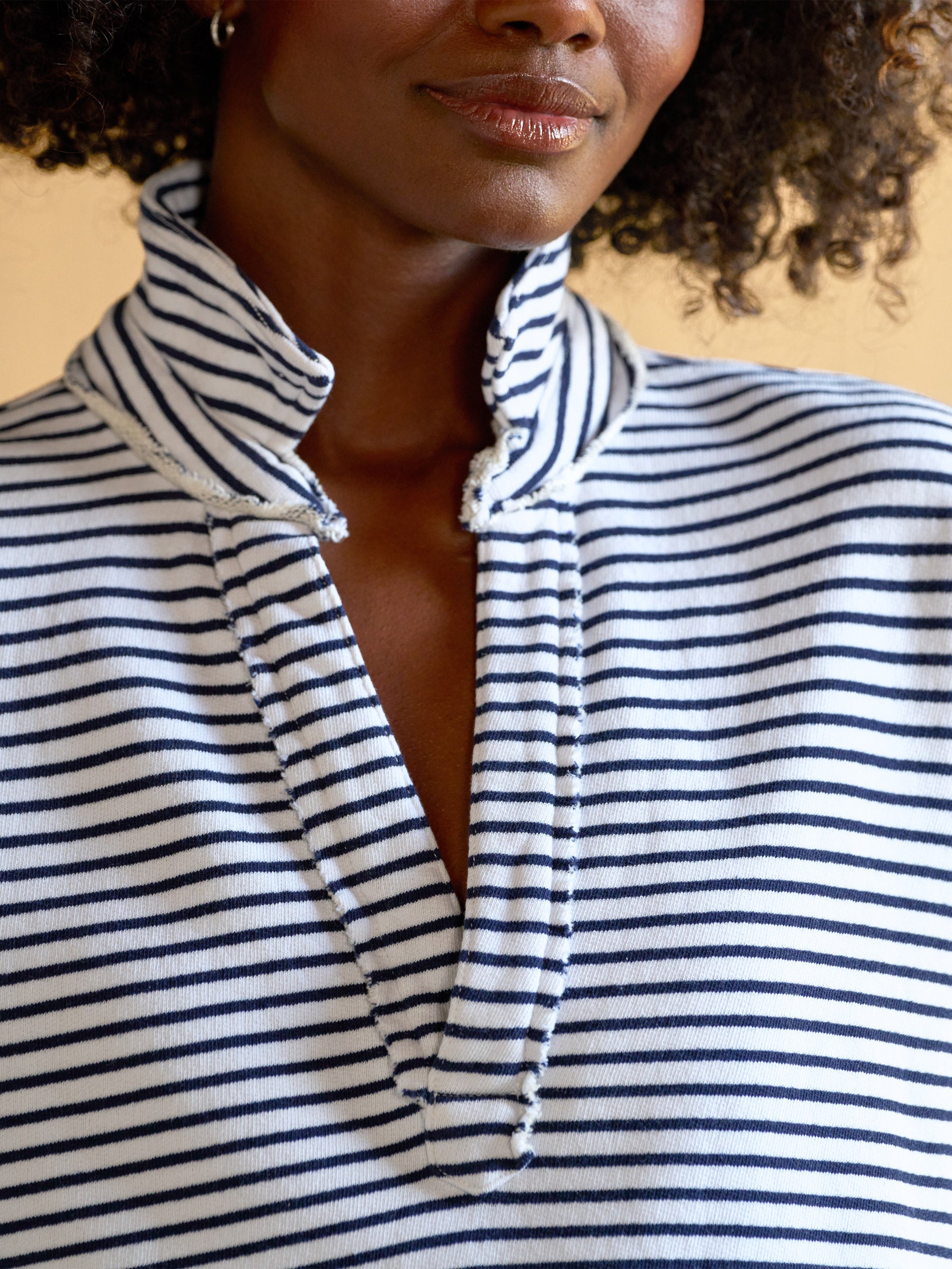 PATRICK TRIPLE FLEECE HENLEY WHITE & BRITISH ROYAL NAVY