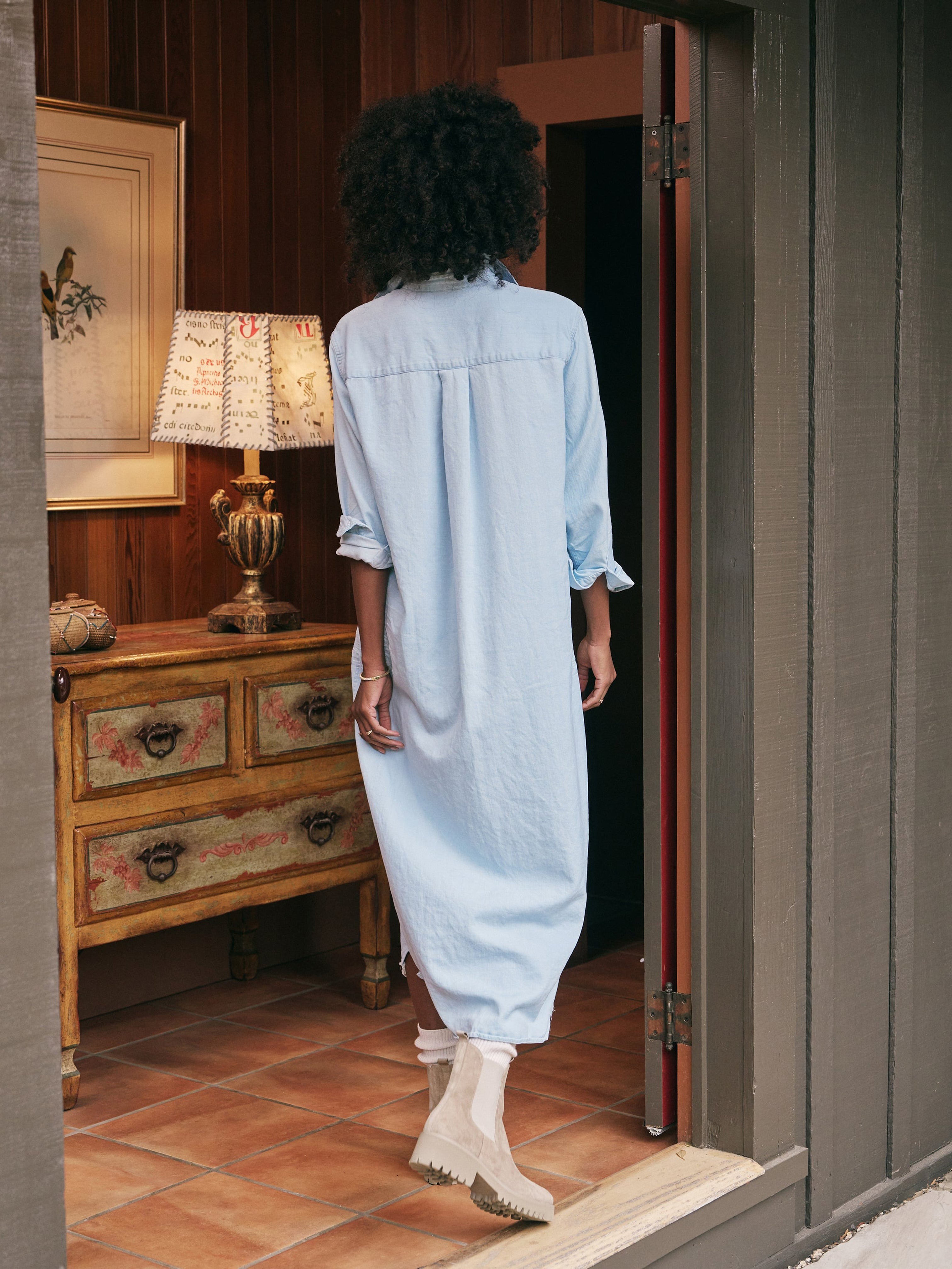 RORY SHIRT DRESS DENIM CLASSIC BLUE TATTERED WASH