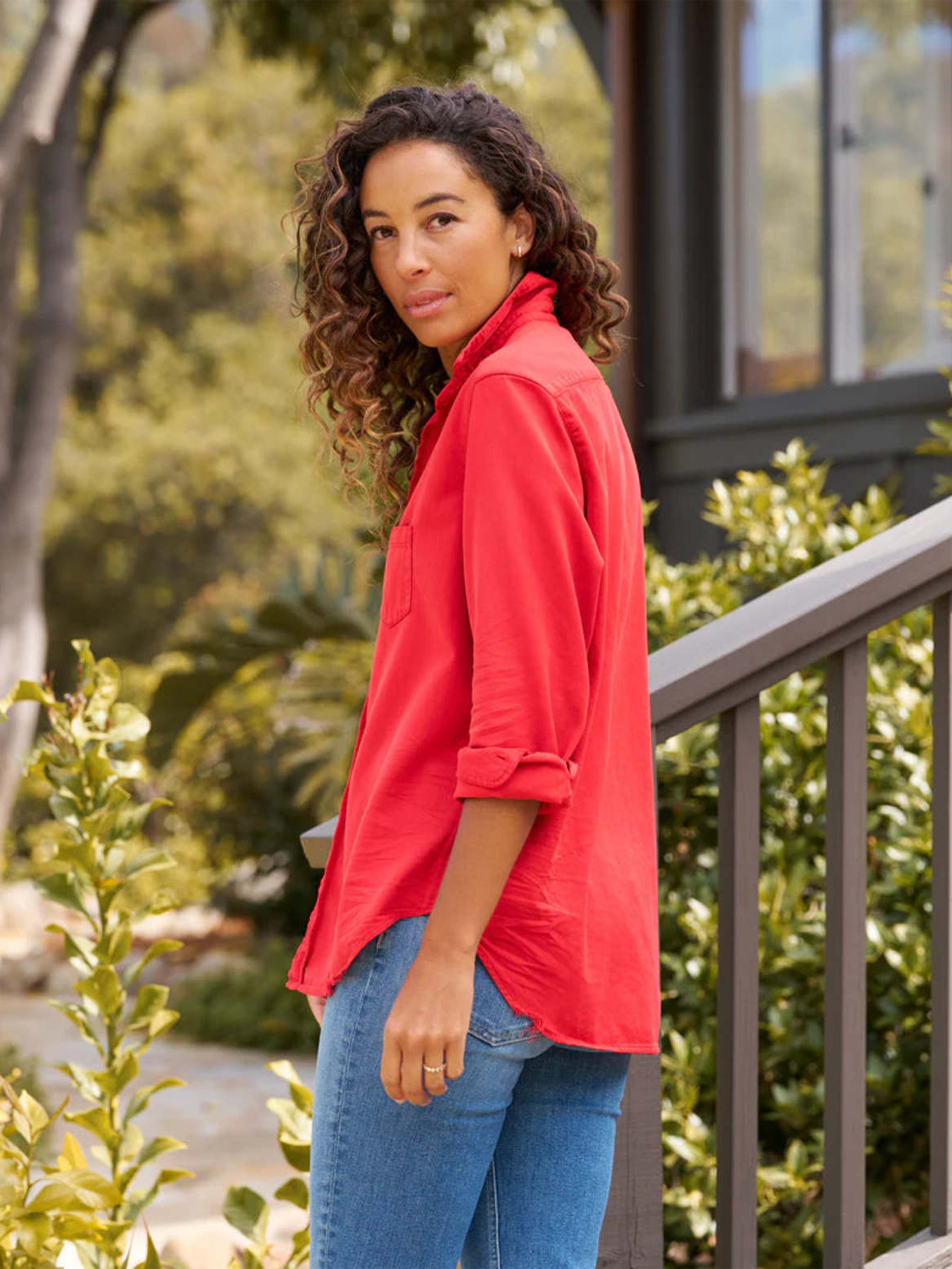 EILEEN SHIRT TATTERED DENIM SAFFRON