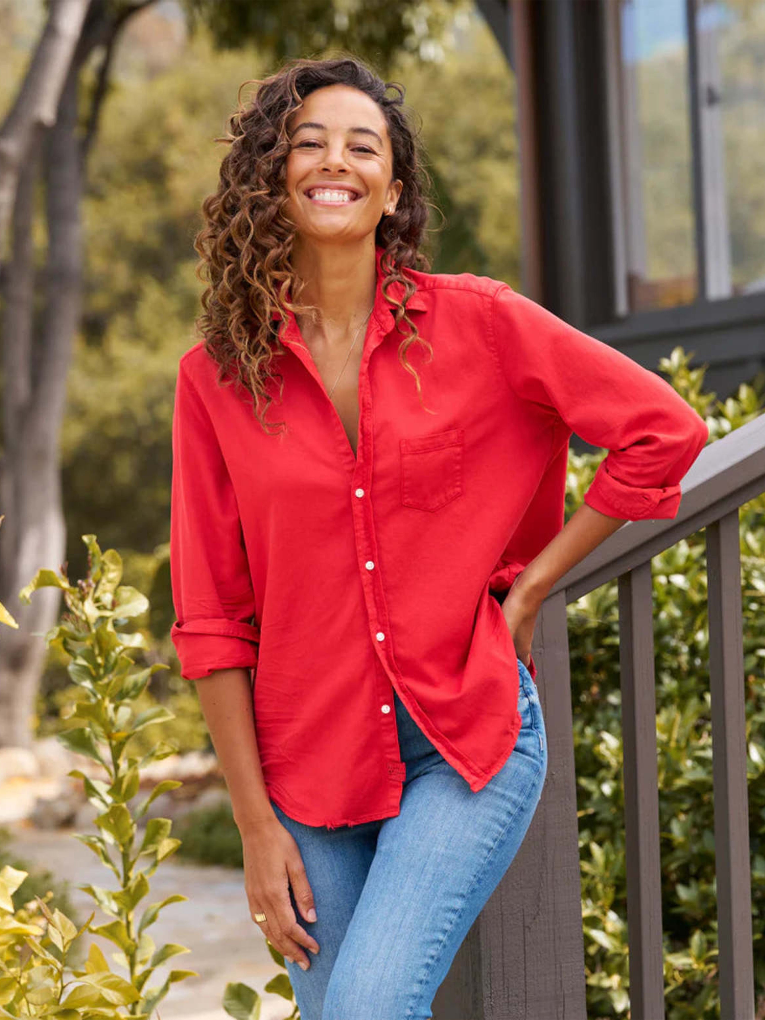 EILEEN SHIRT TATTERED DENIM SAFFRON