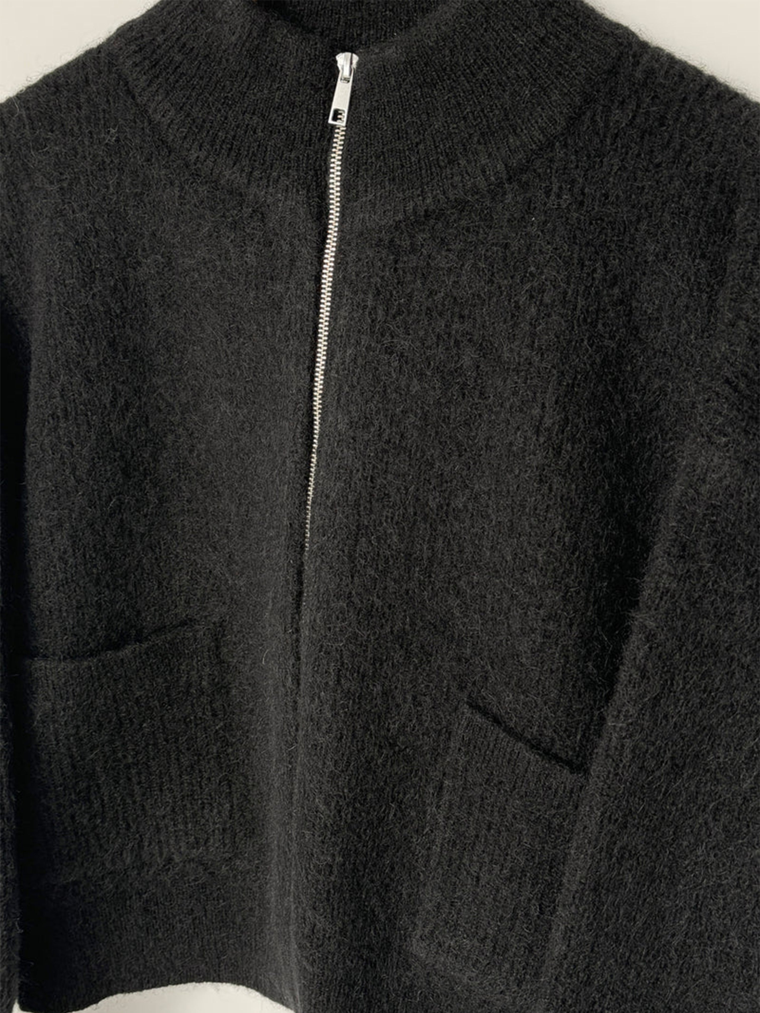 ALPACA ZIP FRONT JACKET BLACK