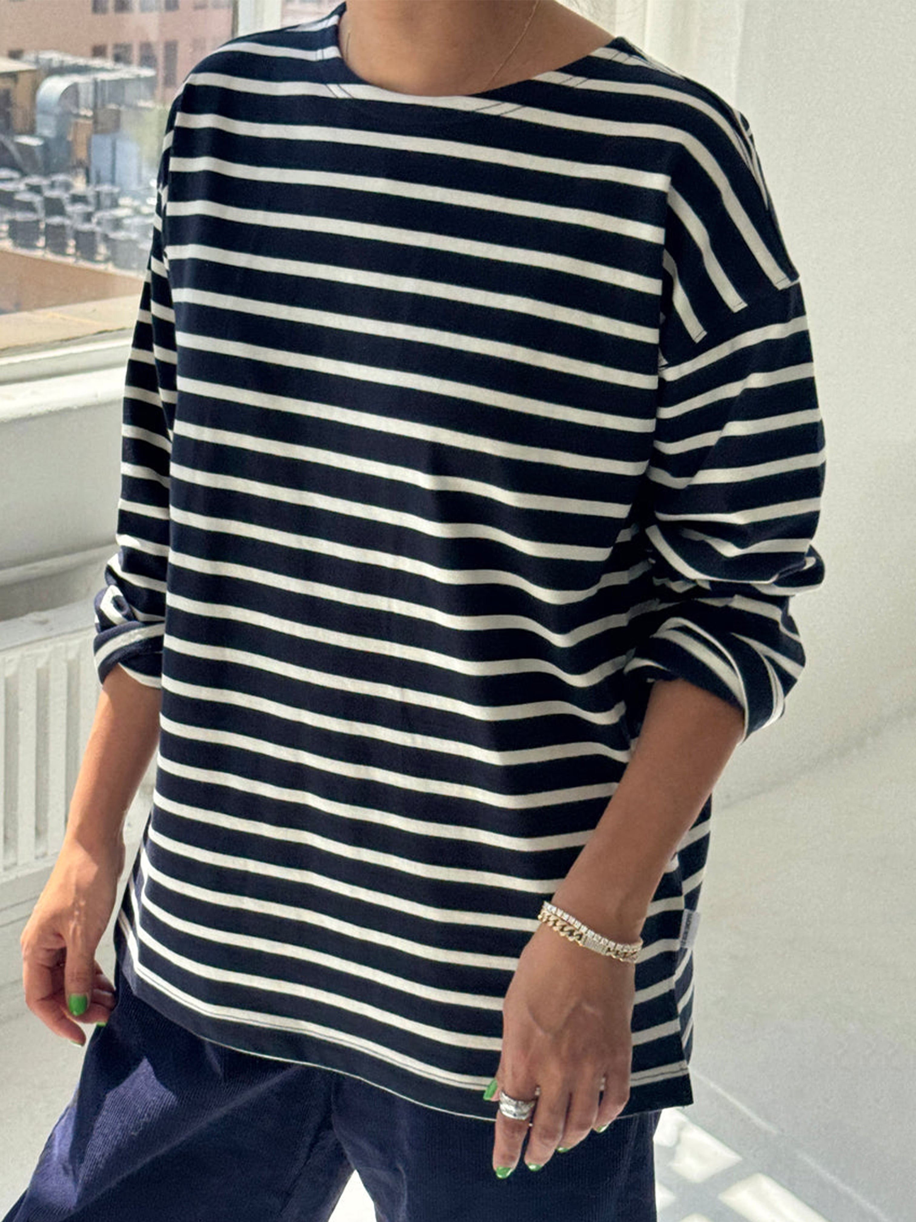 MARSEILLE TOP WHITE STRIPE ON NAVY