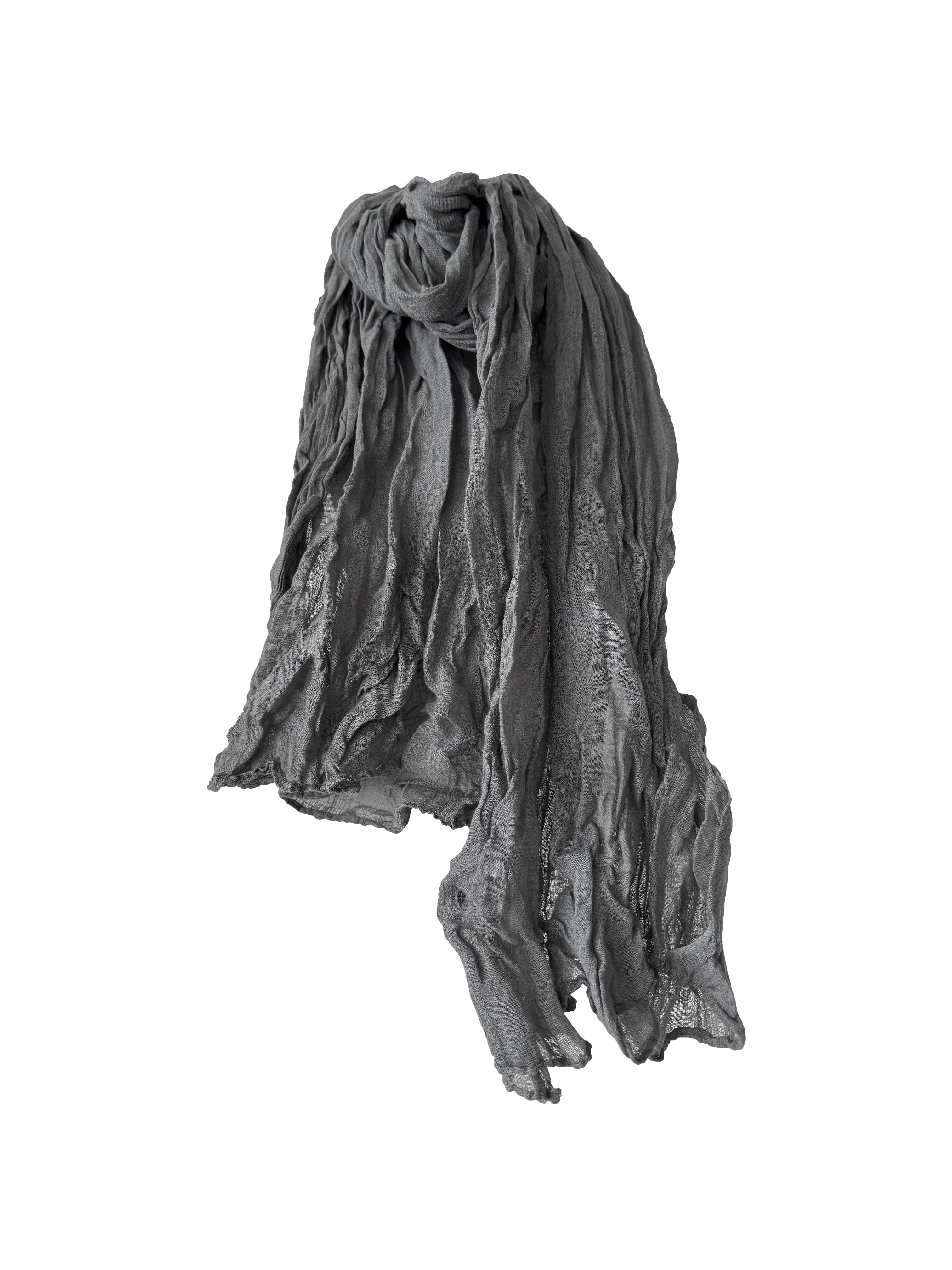 LINEN SCARF WOVEN CHECK PLATINE