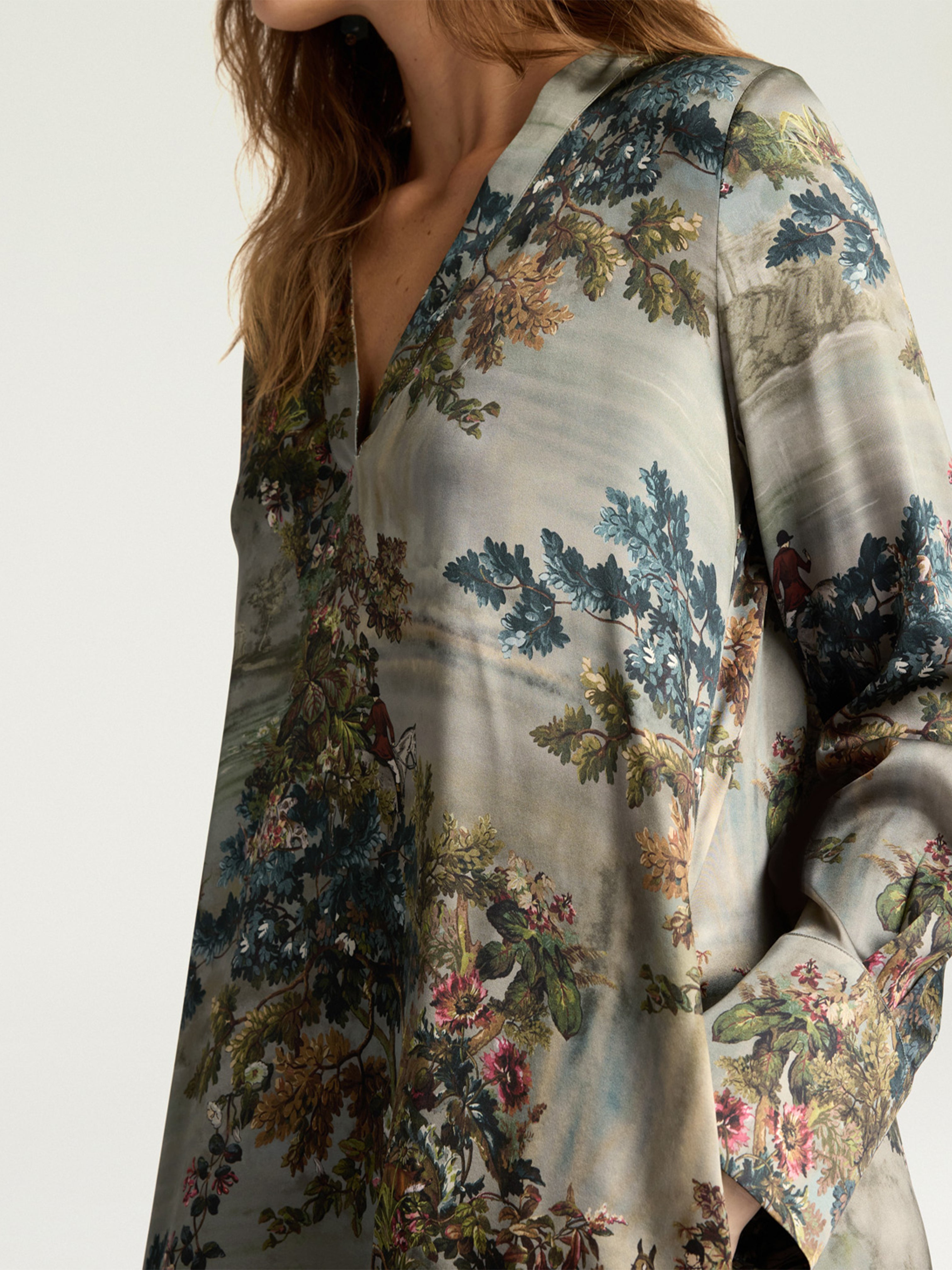 AMARA PRINTED SILK SATIN DRESS MULTICOLOUR