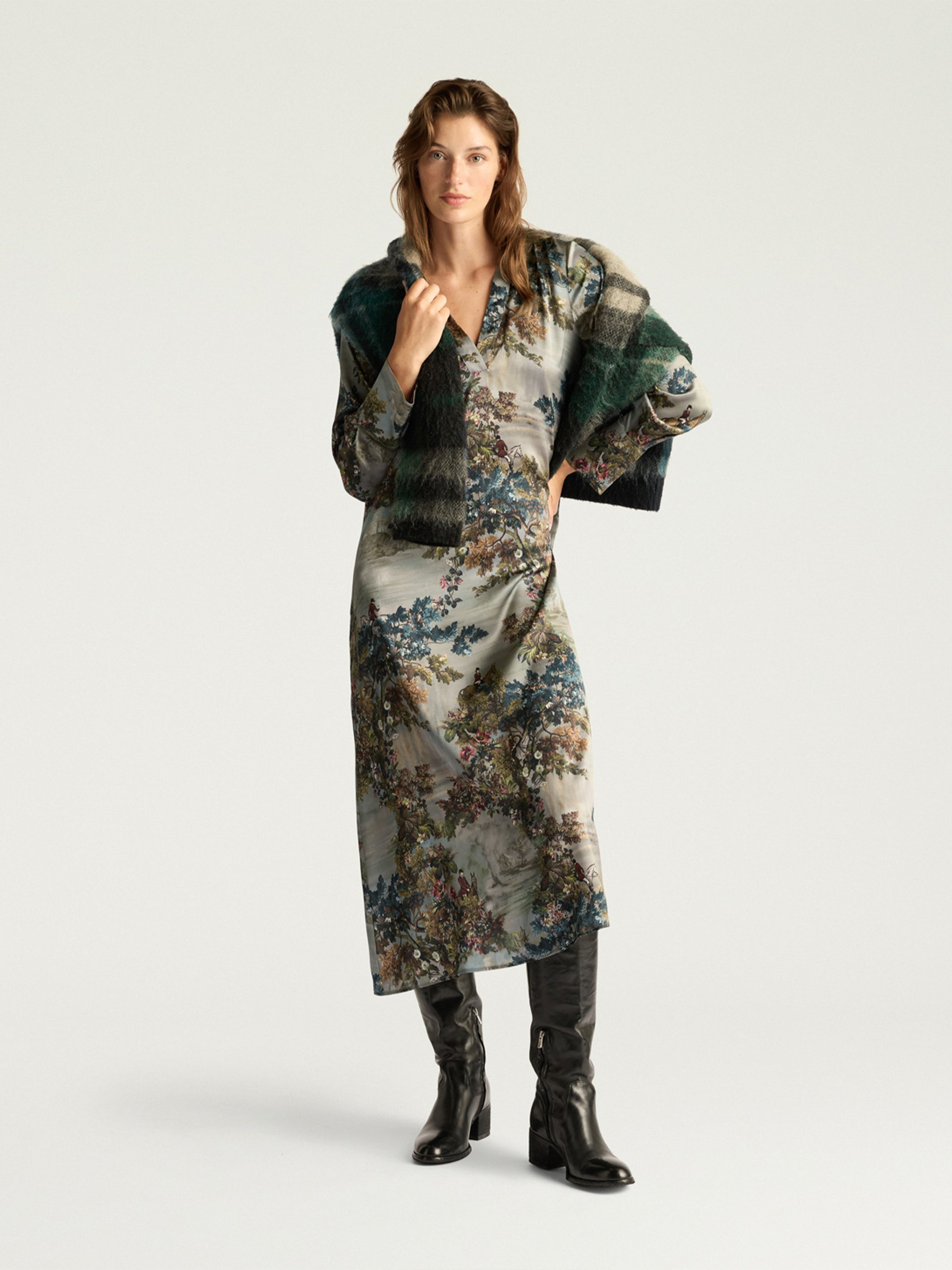 AMARA PRINTED SILK SATIN DRESS MULTICOLOUR