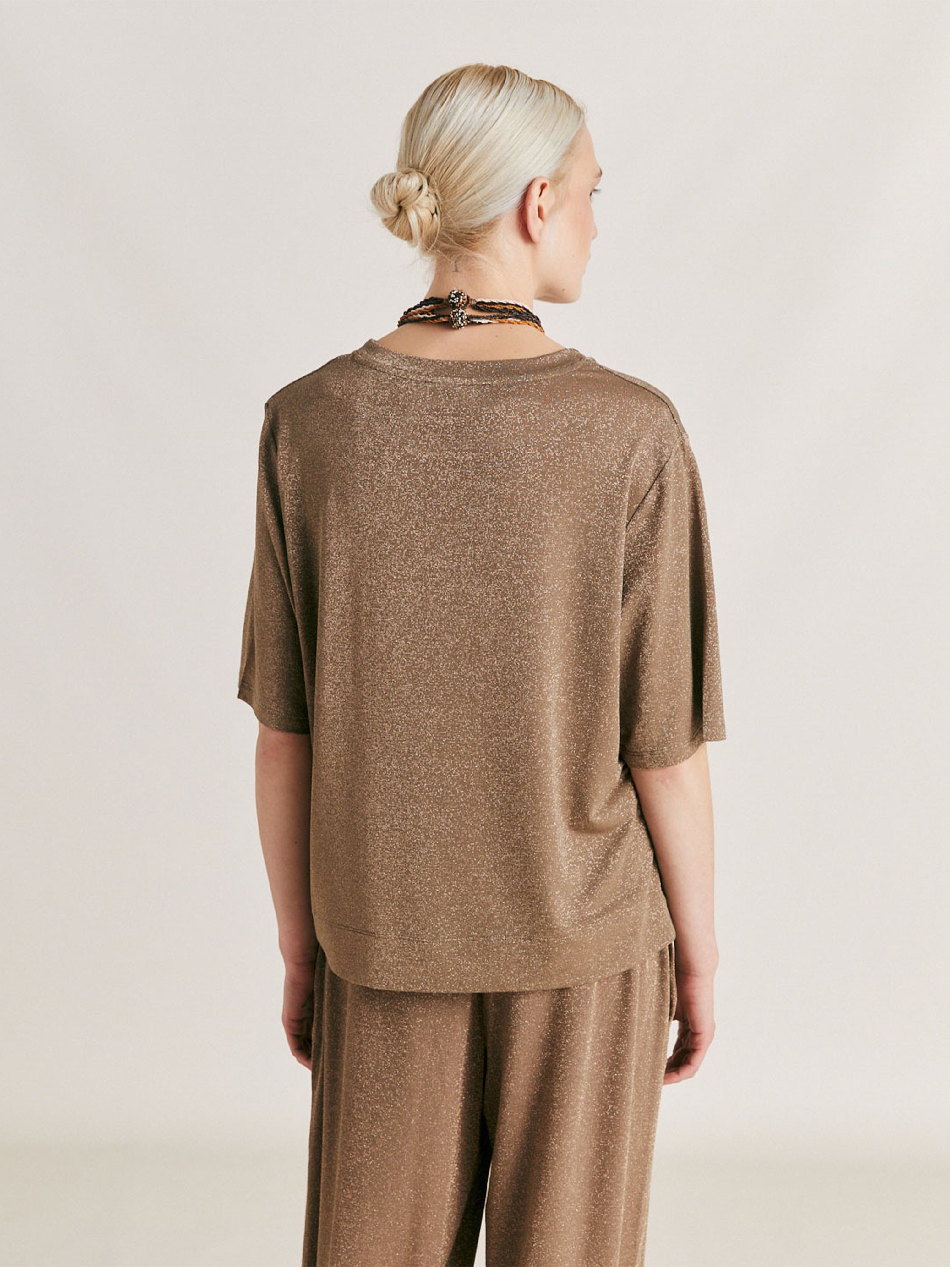 IORA LUREX JERSEY T SHIRT MUD