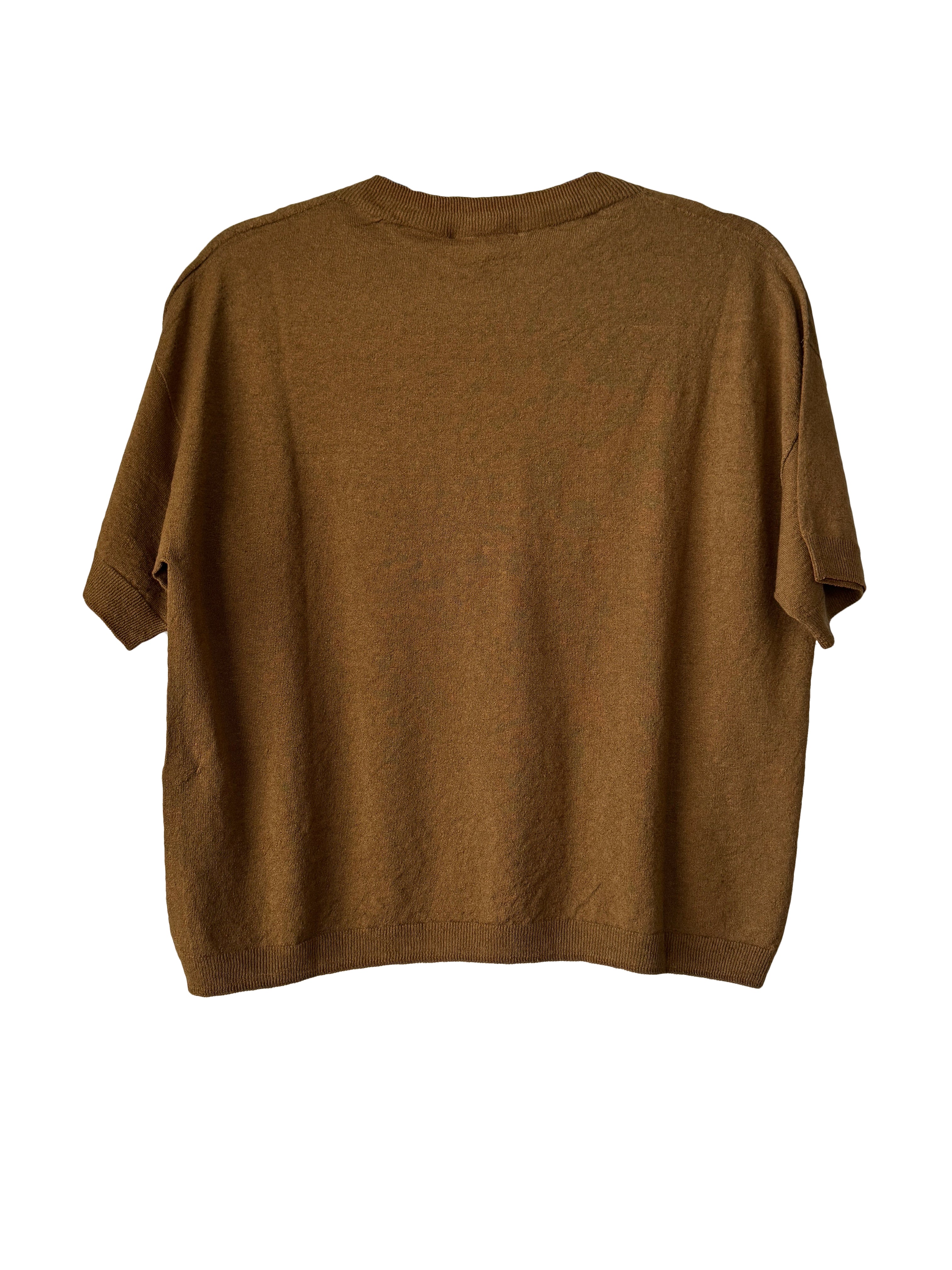 JACINTO LINEN MIX T SHIRT CARAMEL