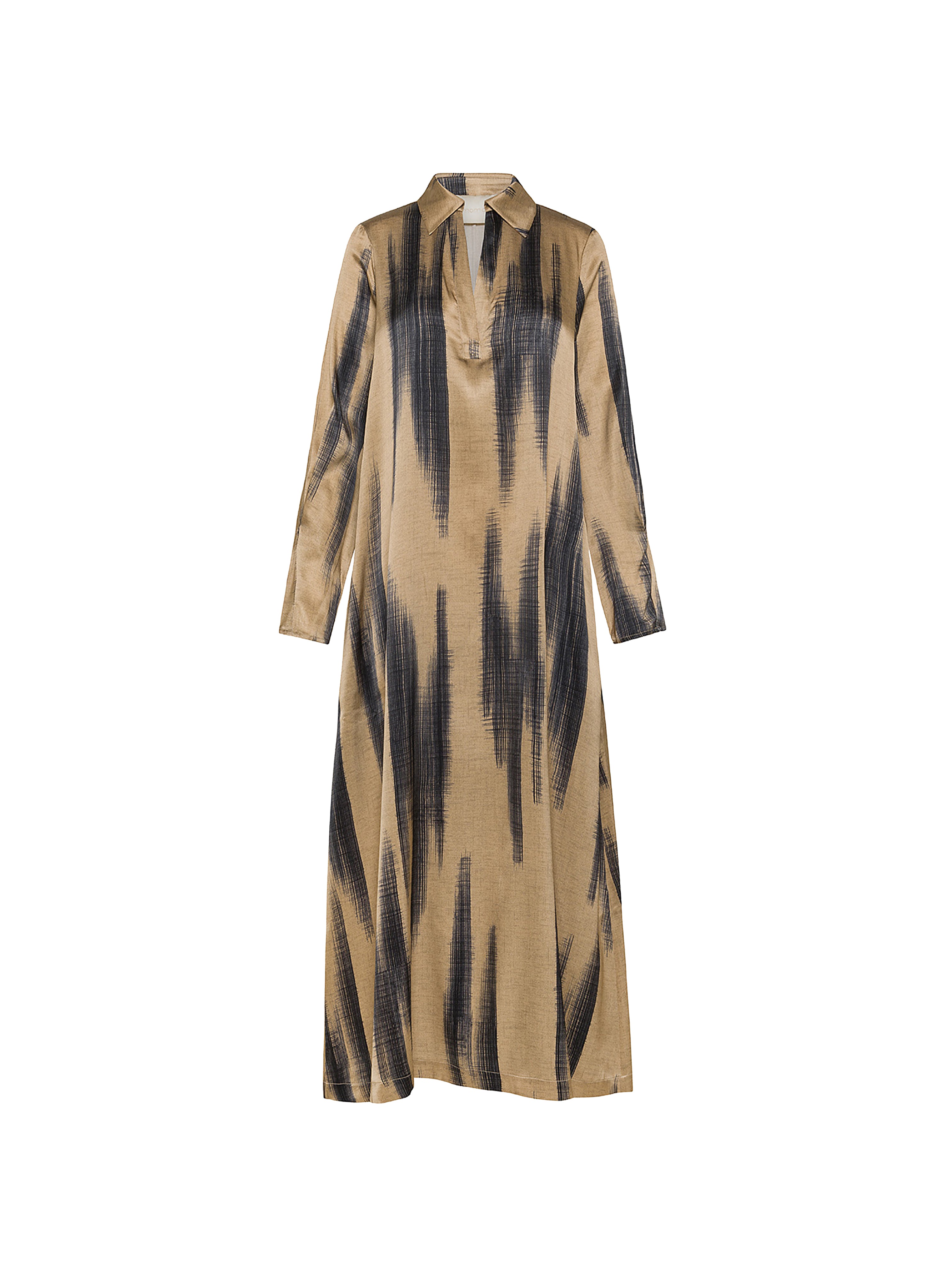 KIKYO STRETCH SILK SATIN DRESS ORO/BLU