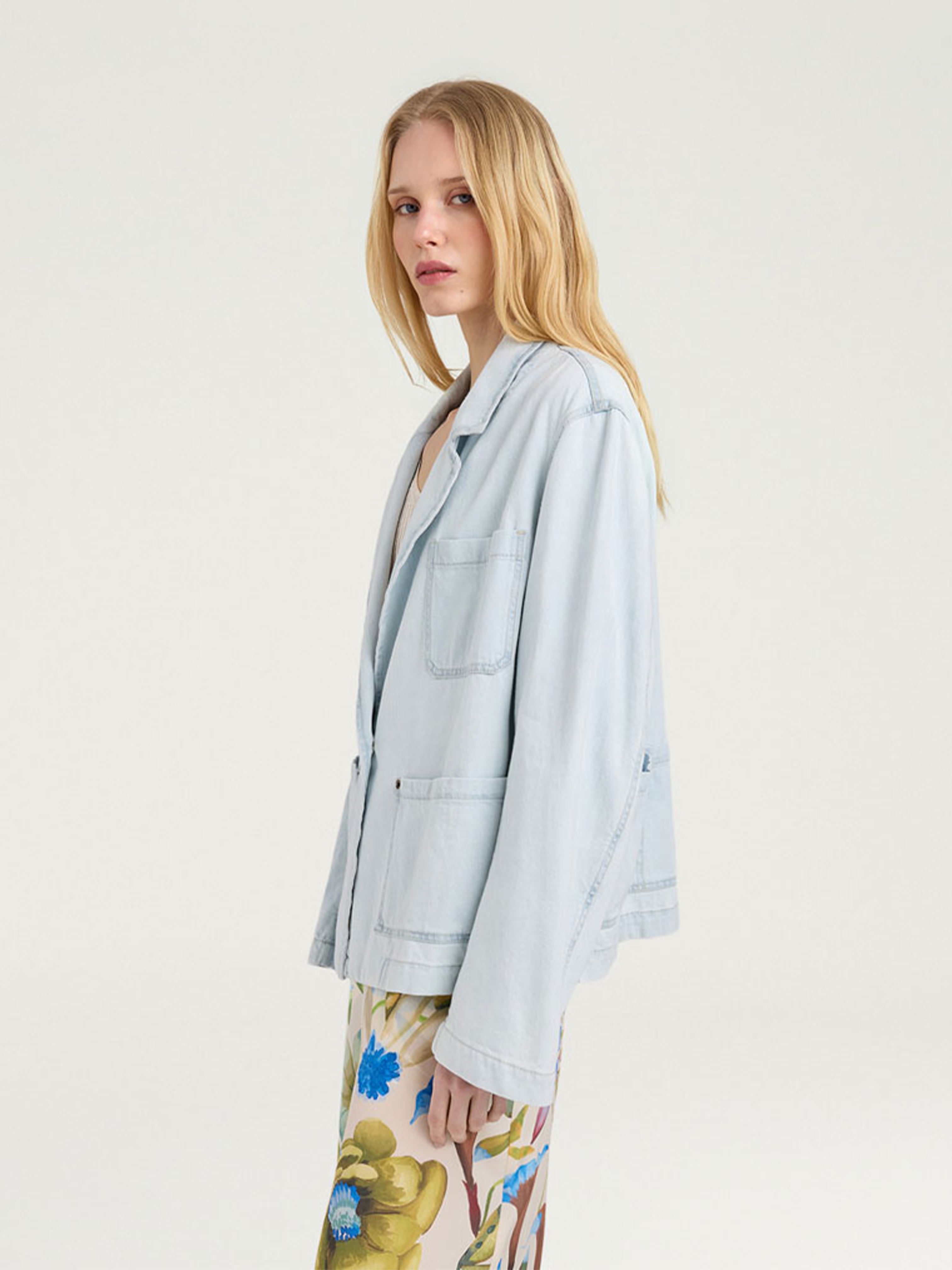 NAYA BLEACHED DENIM JACKET SKY BLUE