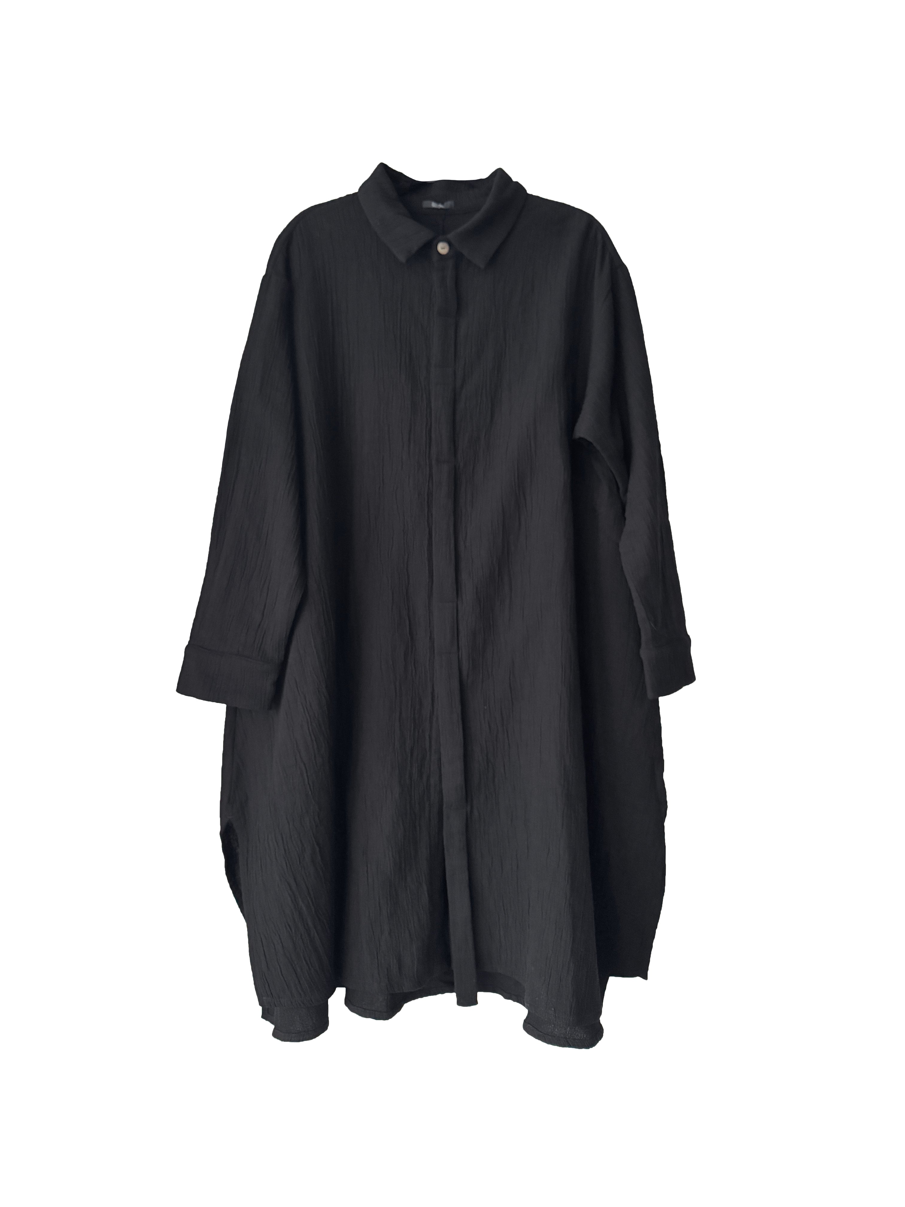 LONG LINE TEXTURED SHIRT BLACK