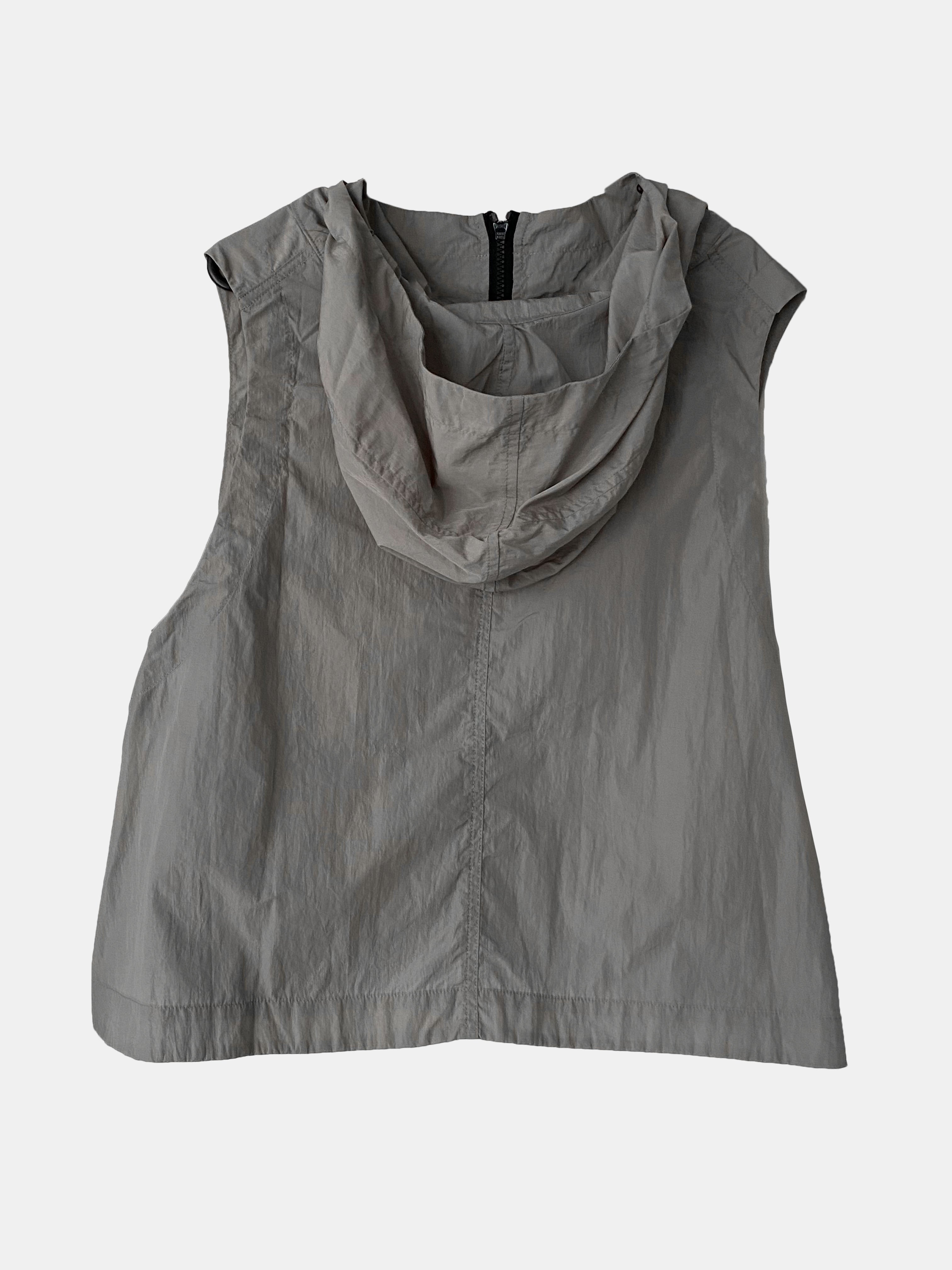 HOODED POCKET VEST GREY
