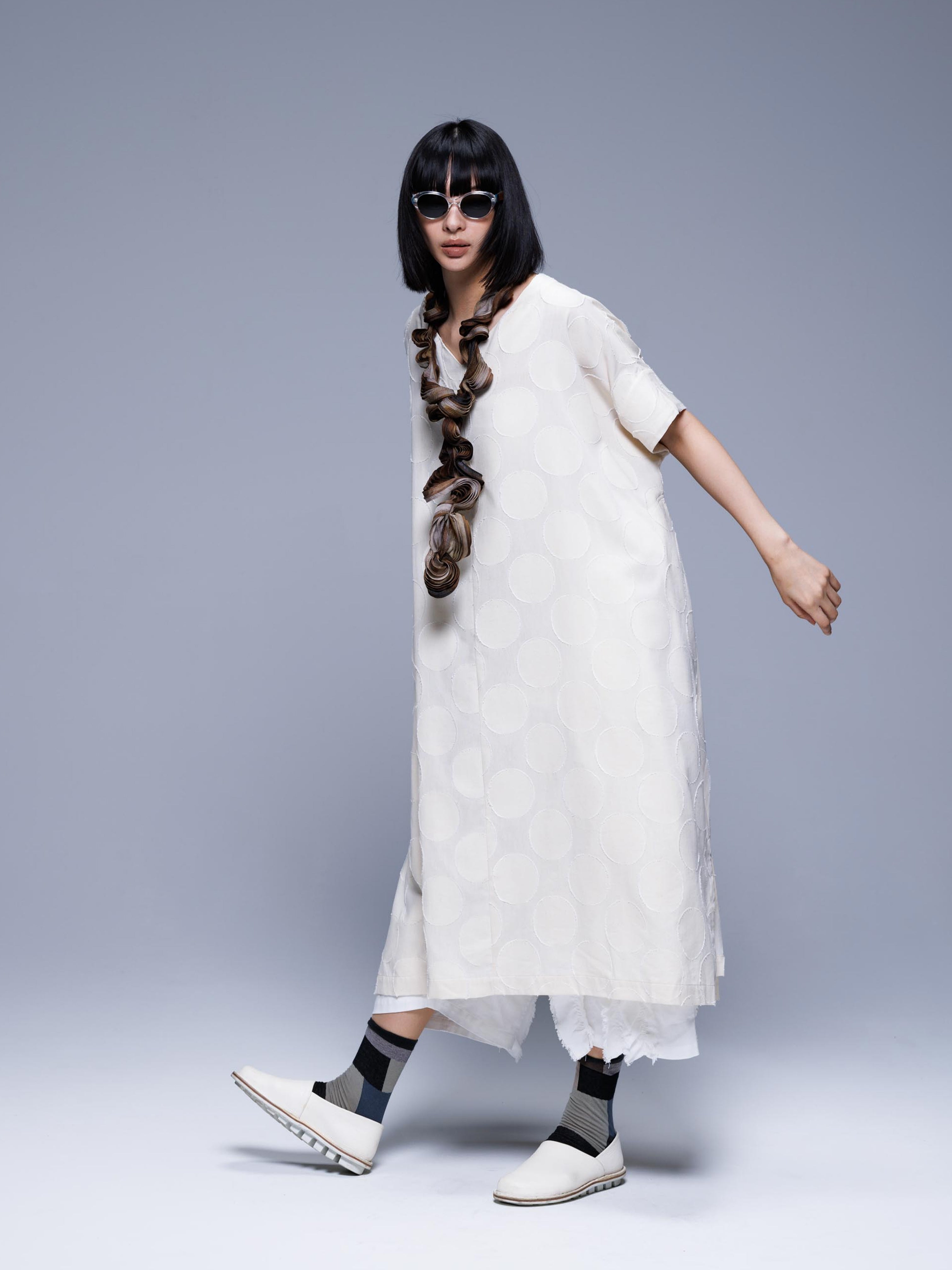 SPOT DRESS NATURAL