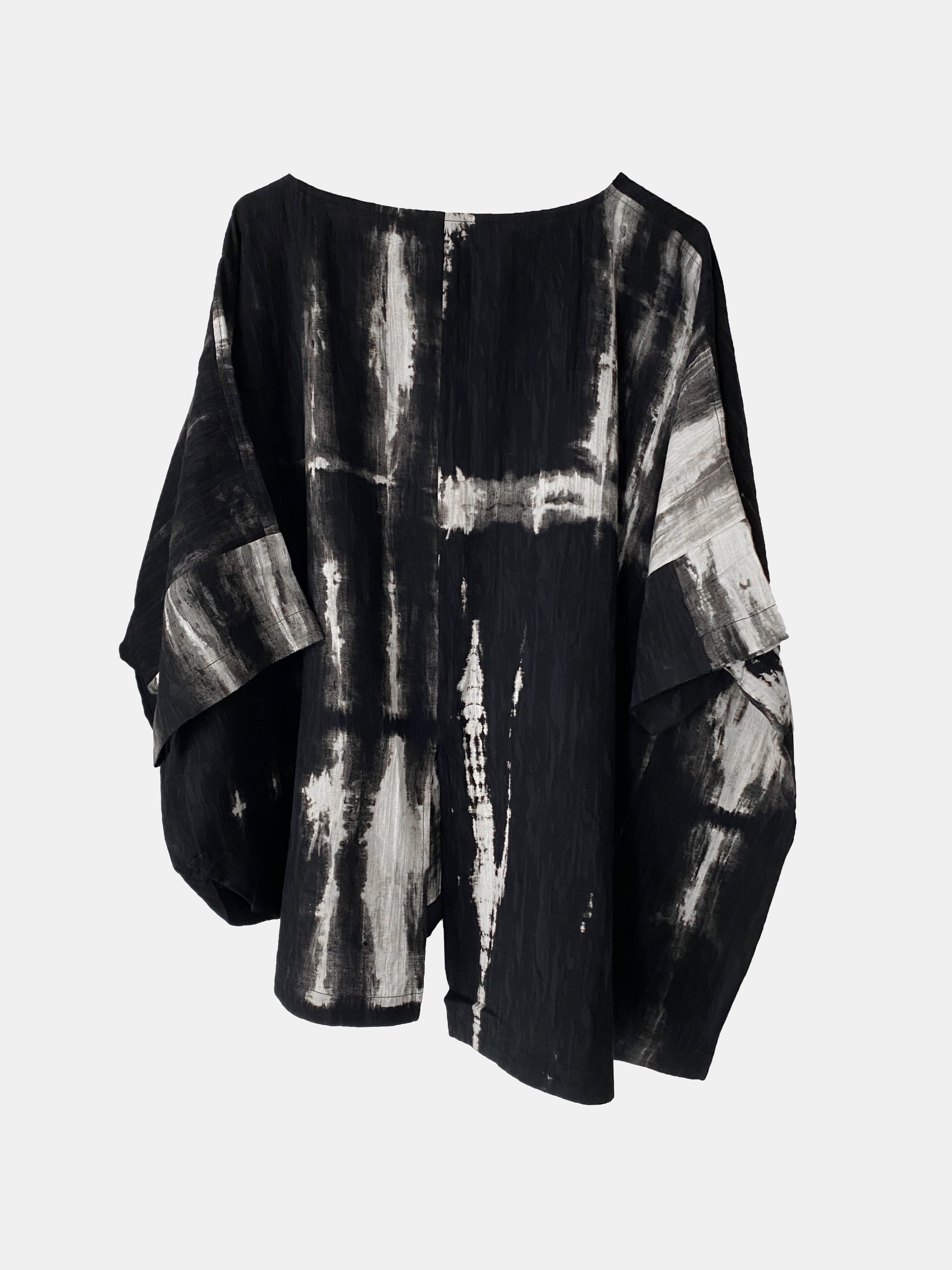 ASYMMETRIC HAND DYED TOP BLACK