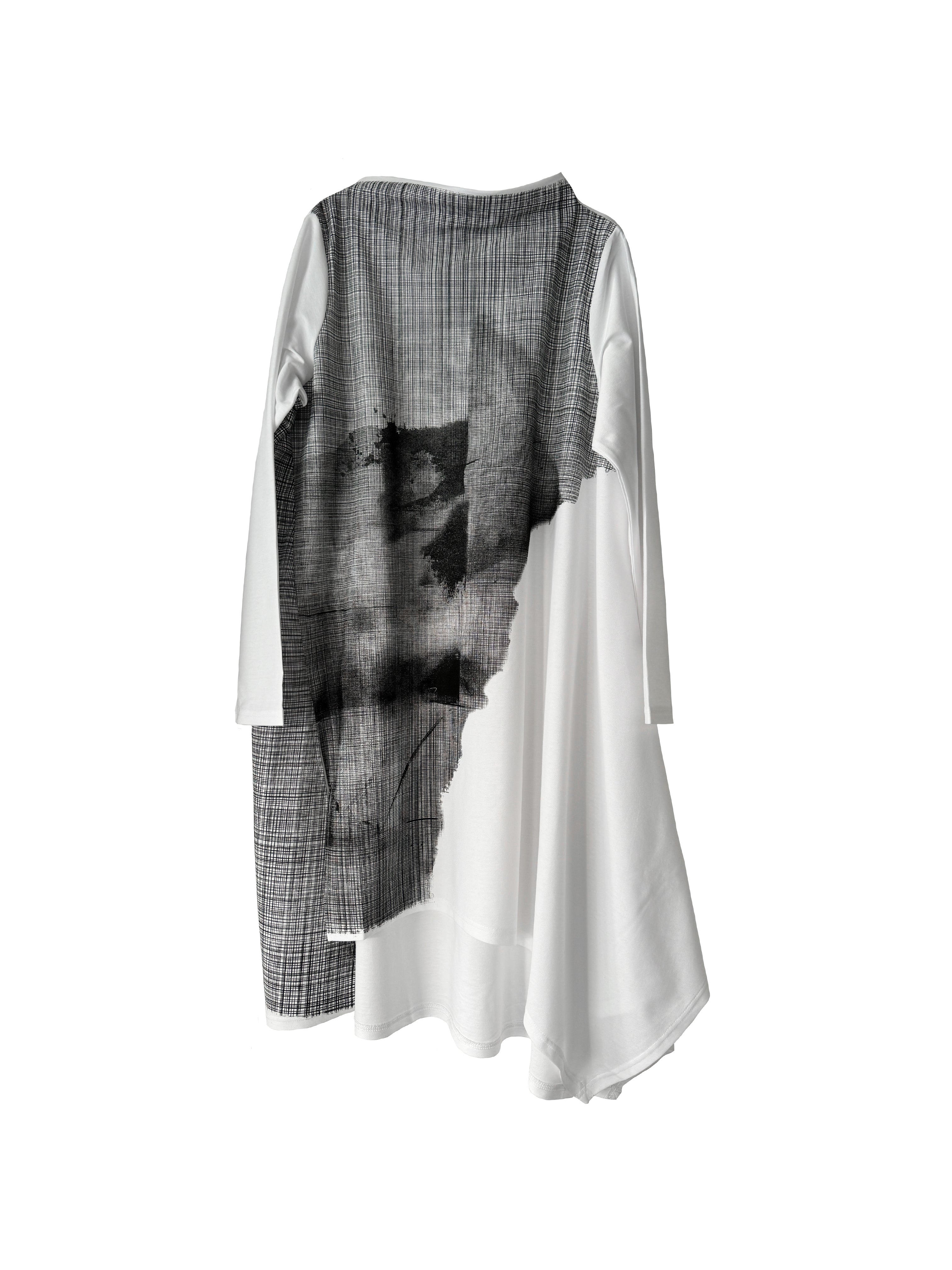 GRID PRINT TUNIC WHITE/BLACK