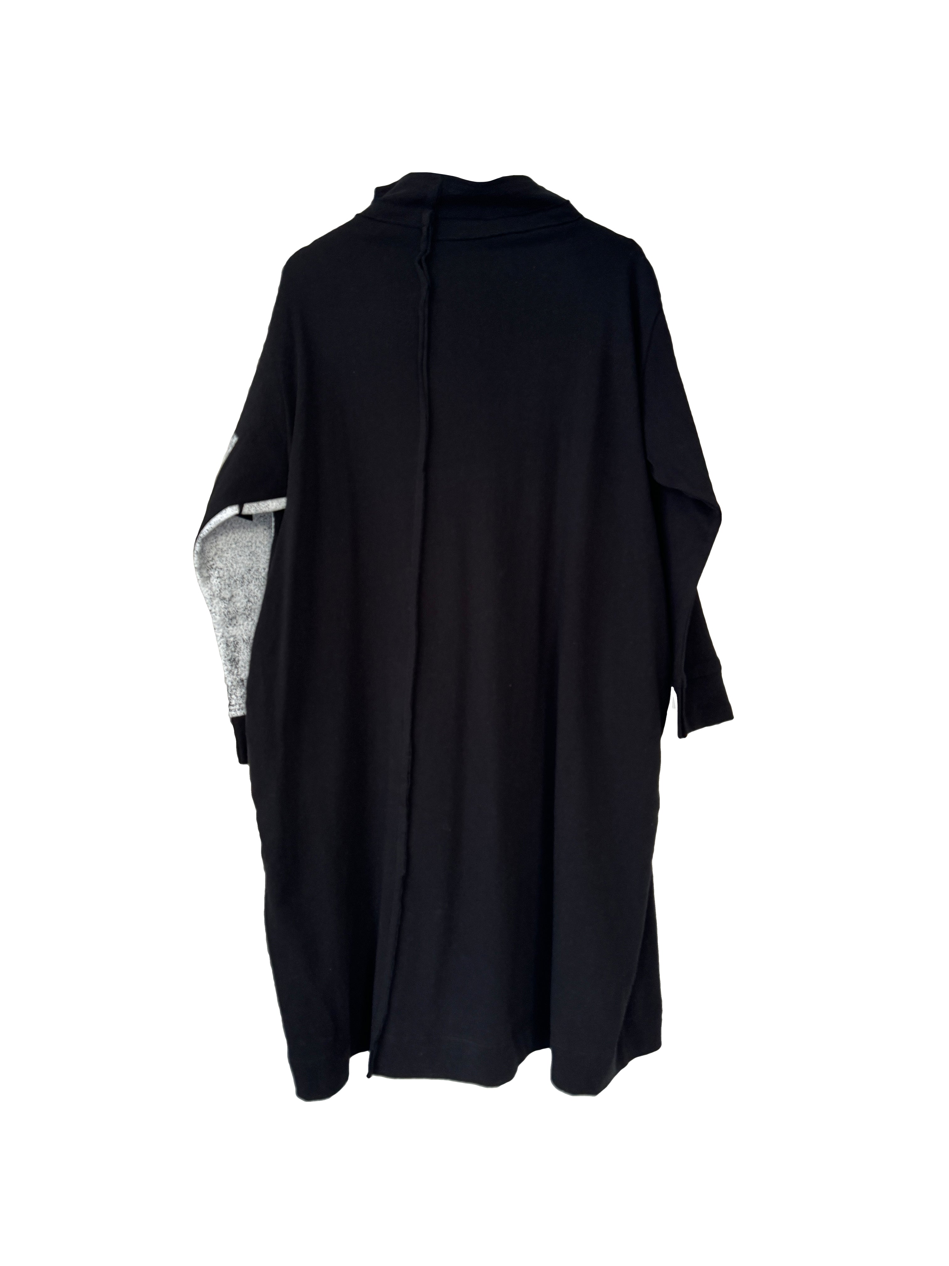 TUNIC DRESS ABSTRACT PRINT BLACK