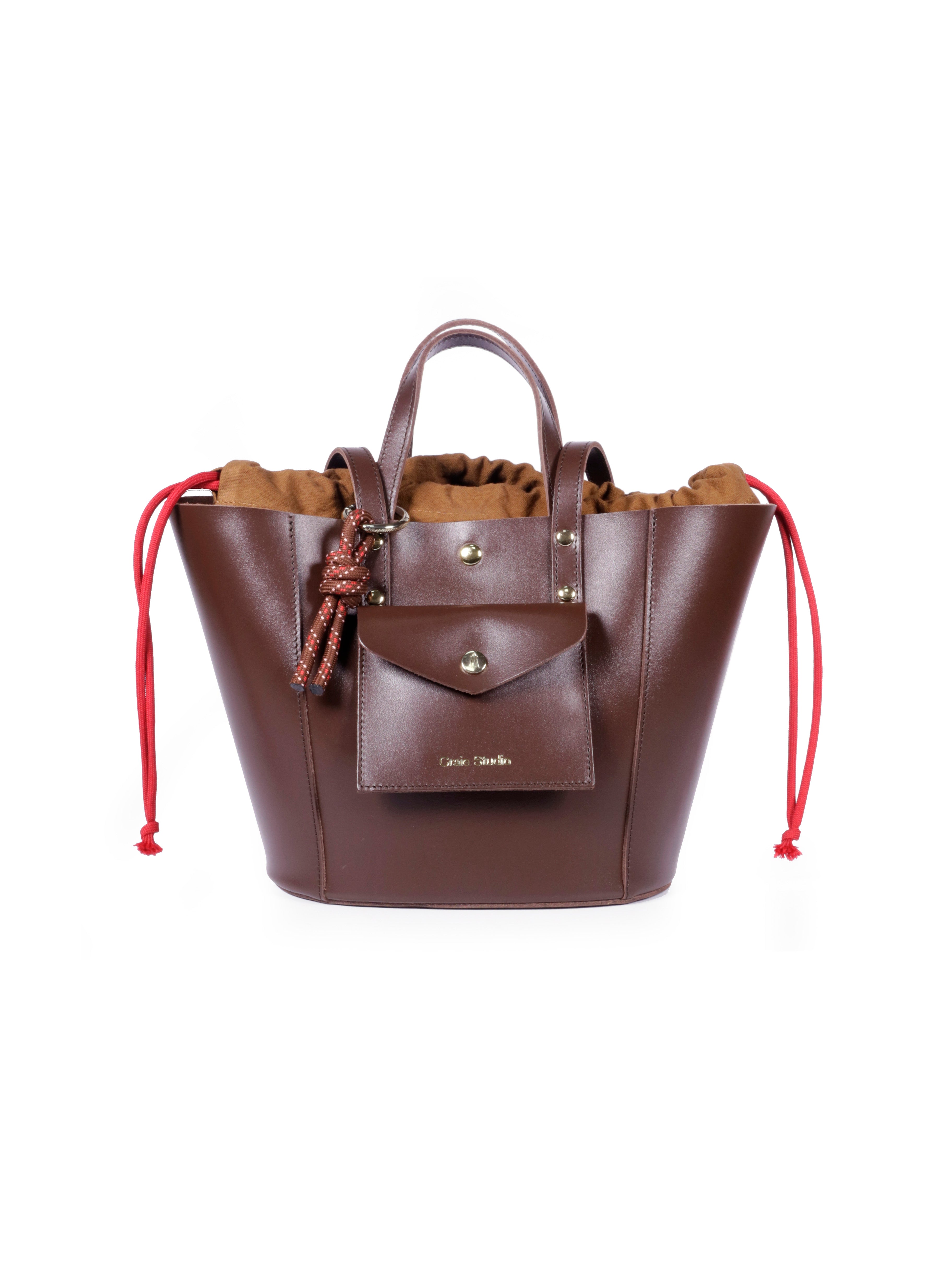 NOTE LEATHER TOTE CHOCO