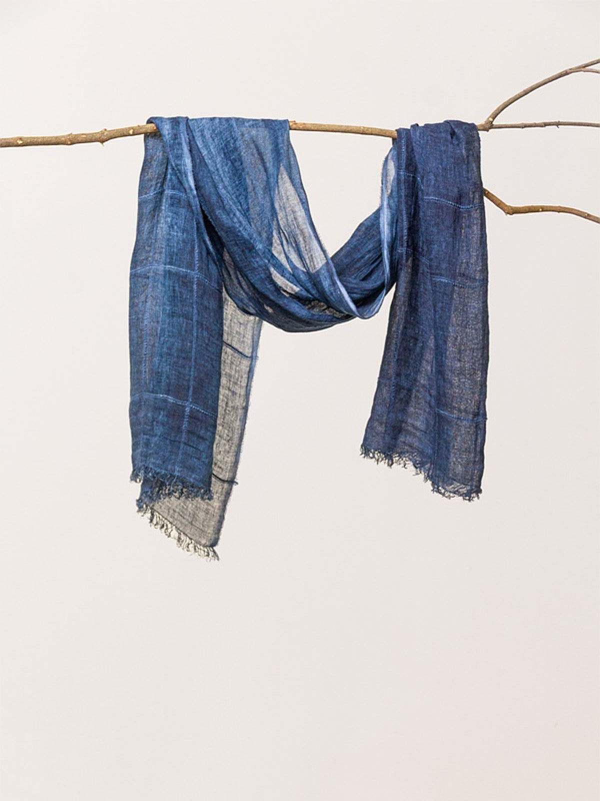 LINEN SCARF 606 NAVY