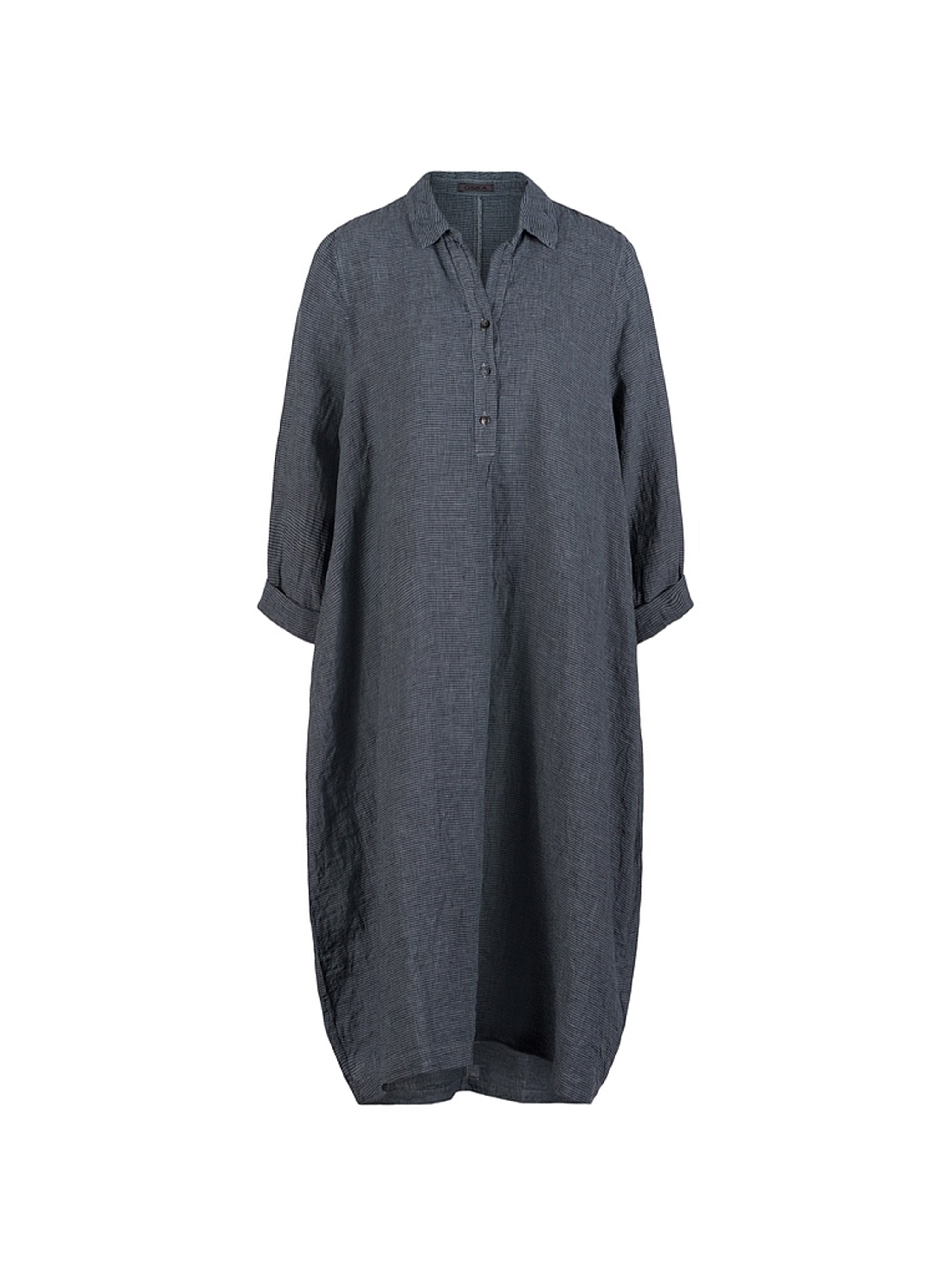 LINEN CHECK DRESS VAPOUR