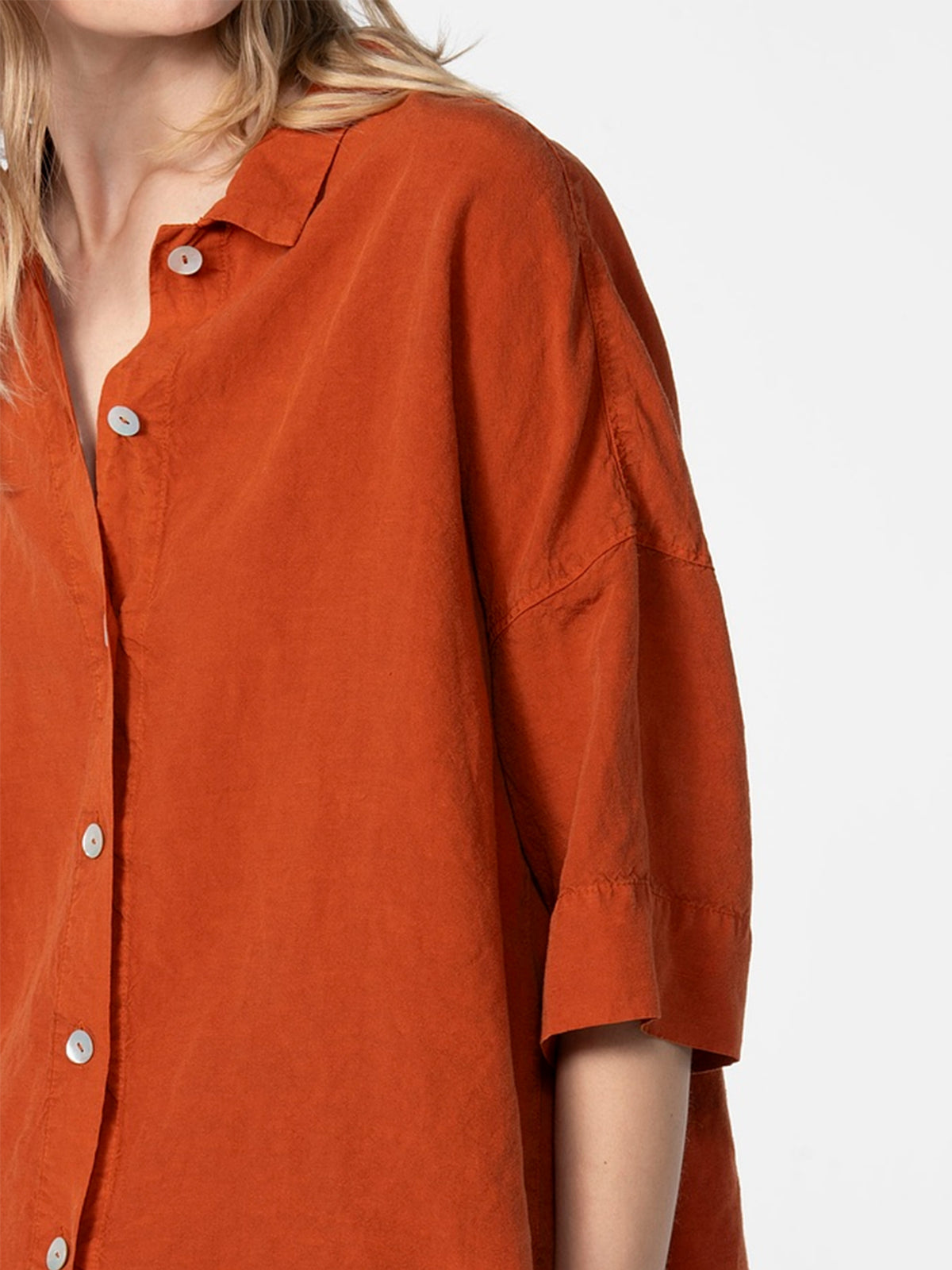 LINEN TENCEL SHIRT 611 RUST