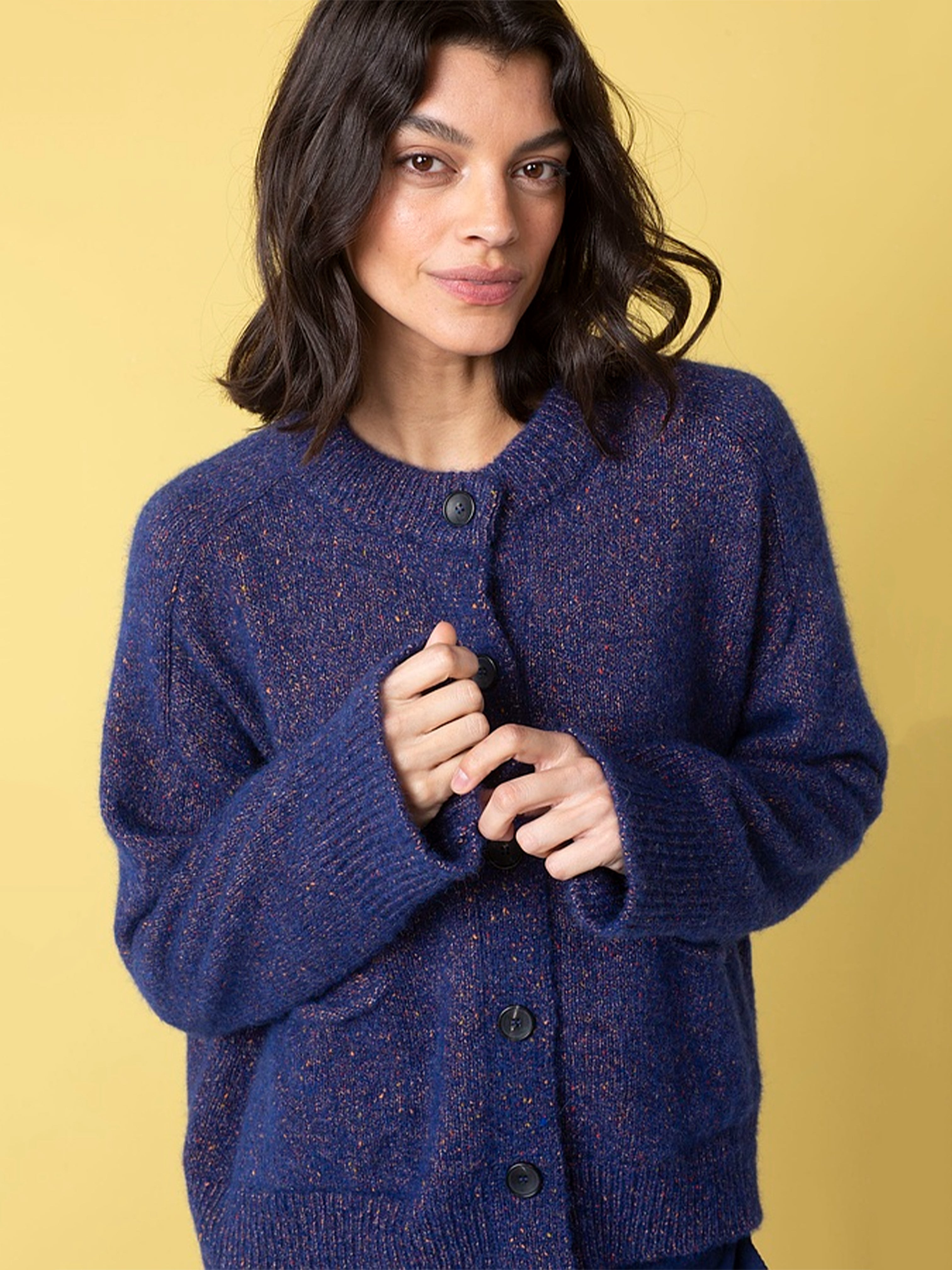FLECK KNIT CARDIGAN CLEMATIS