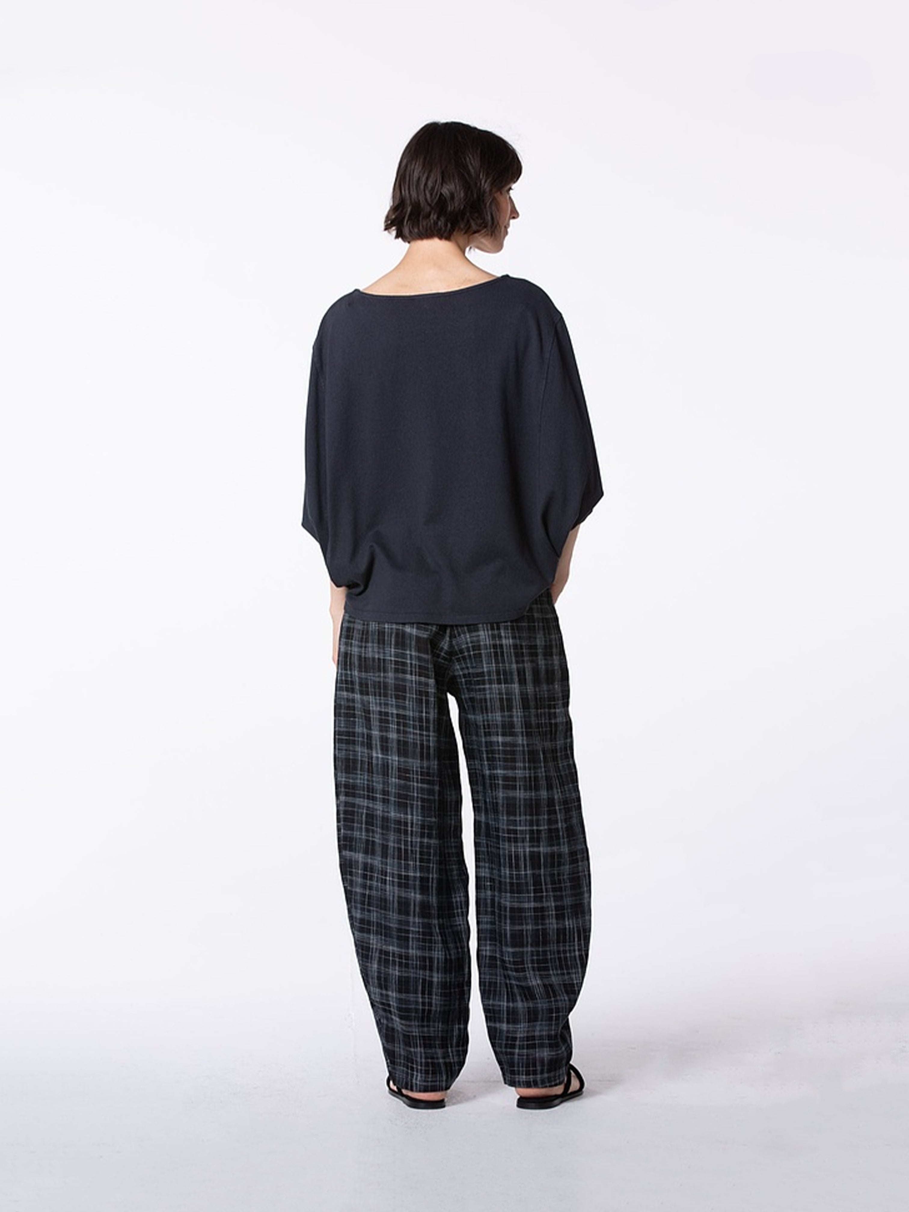 LINEN PANT BLACK CHECK