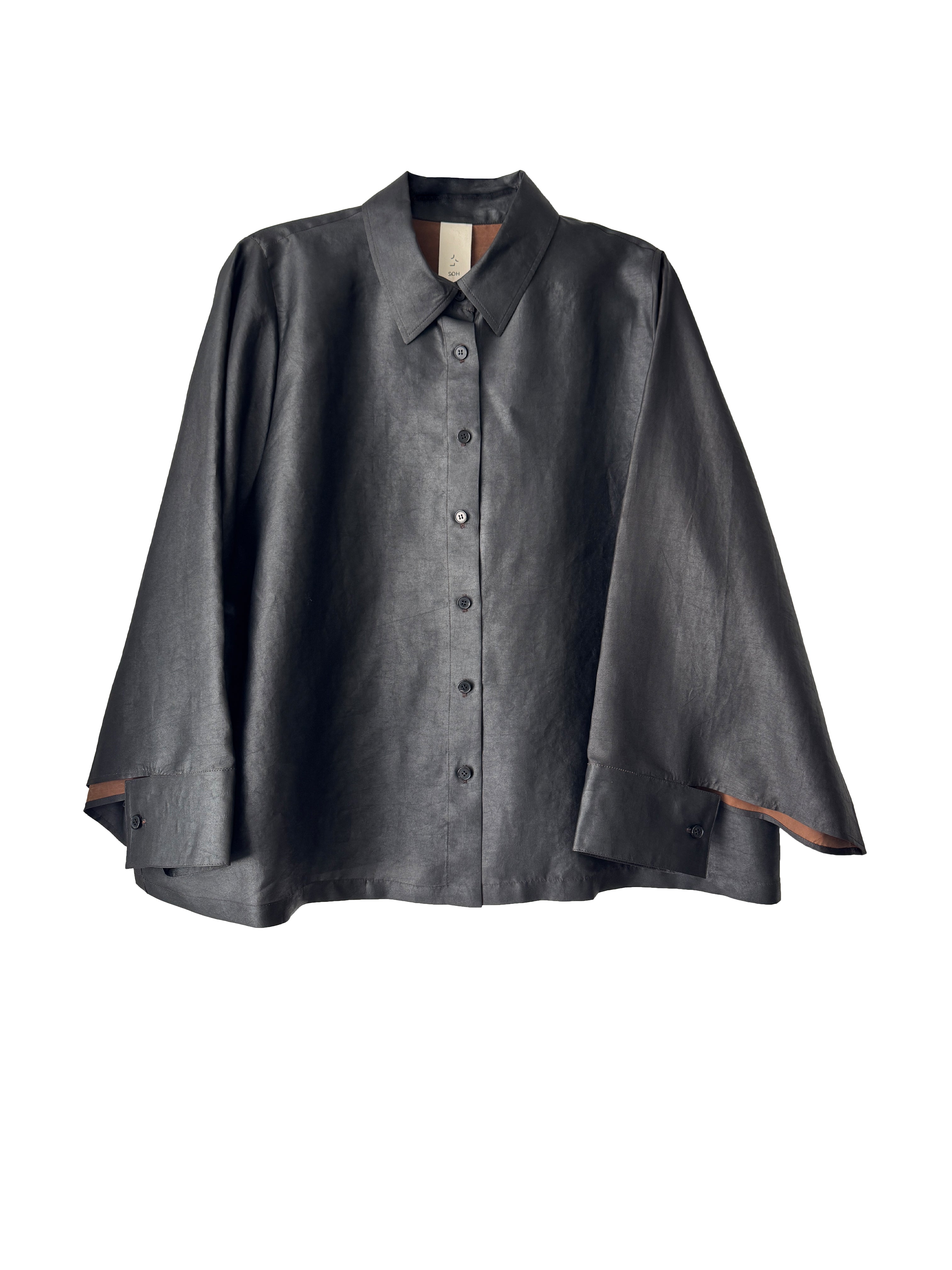 SILK SHIRT WASHED BLACK