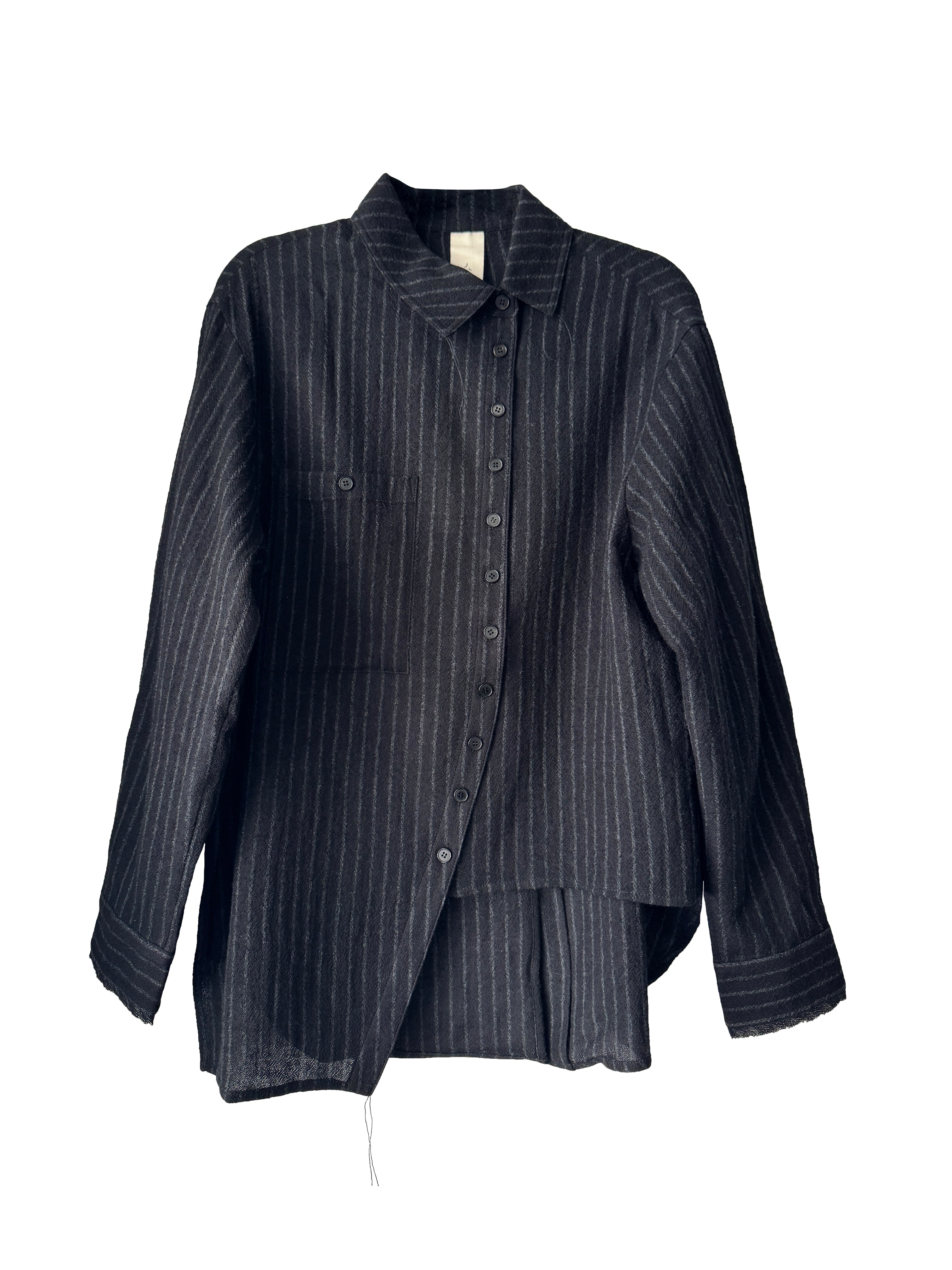 STRIPED ASYMMETRIC SHIRT BLACK